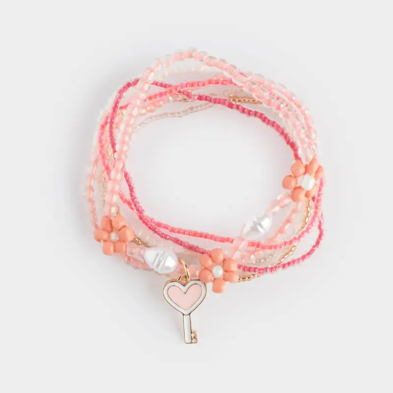 Набор браслетов, 18 см, 7 шт, пластик, Pearl color