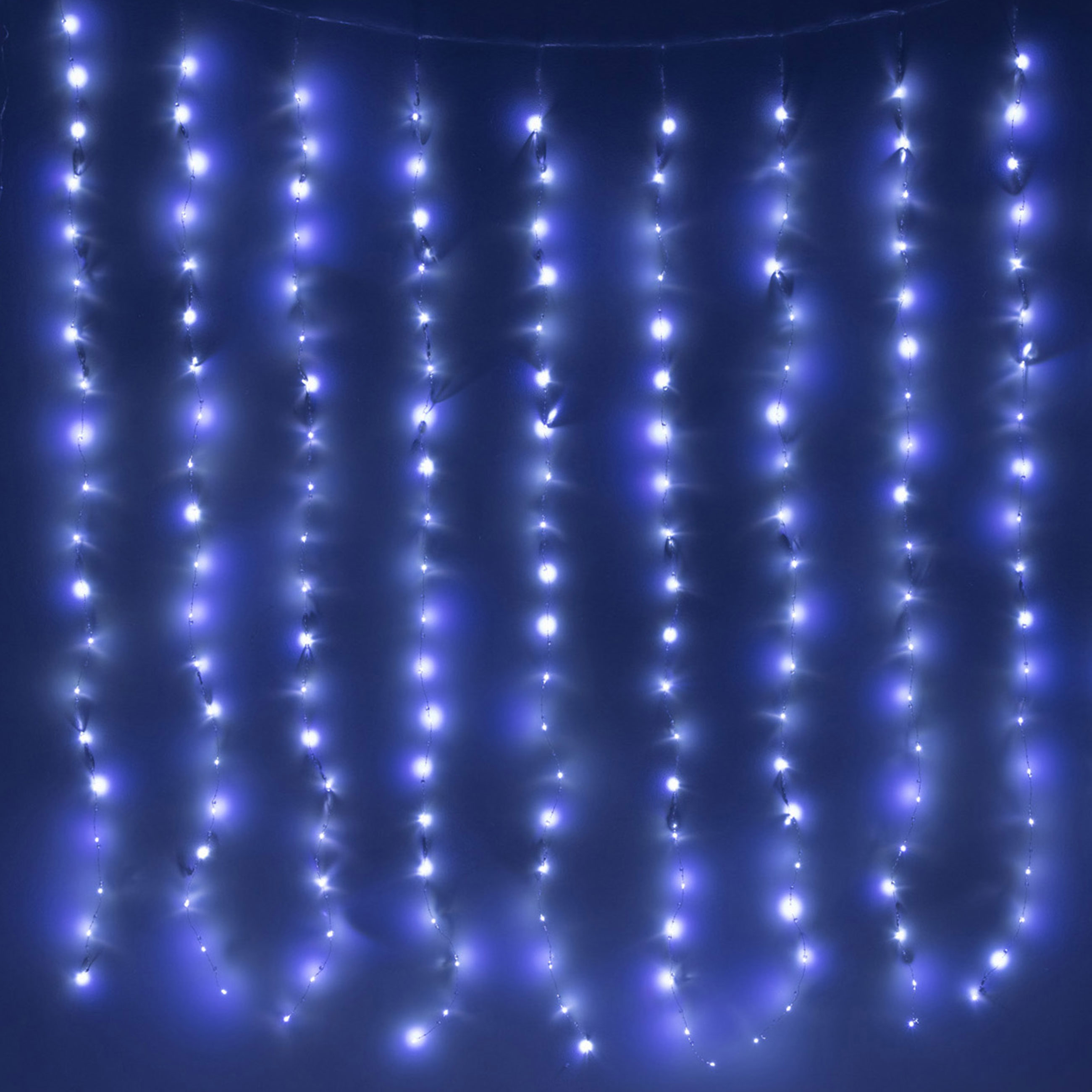 Гирлянда-занавес электрическая 2х2 м10 нитей 200 ламп 8 режимов белая Бусы Christmas 997₽