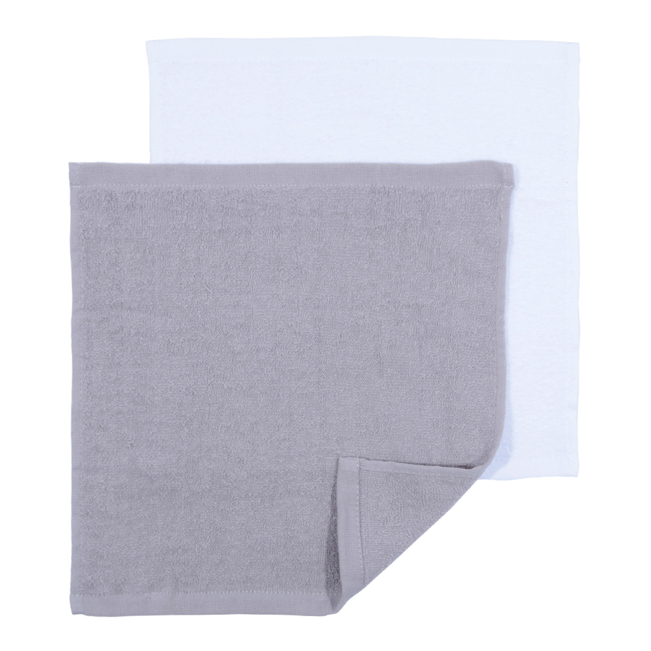 Полотенце, 30х30 см, 4 шт, в корзине, хлопок/дерево, белое/серое, Basket towel, image-1