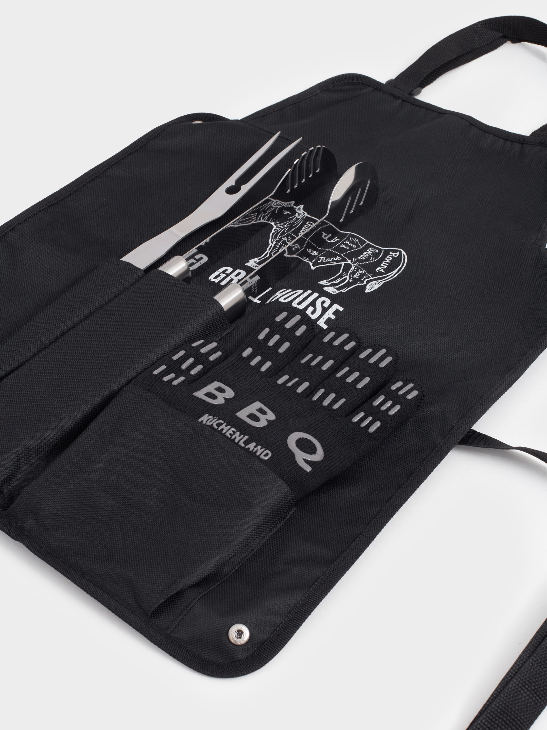 Набор для барбекю, 4 пр, в фартуке, BBQ, image-9