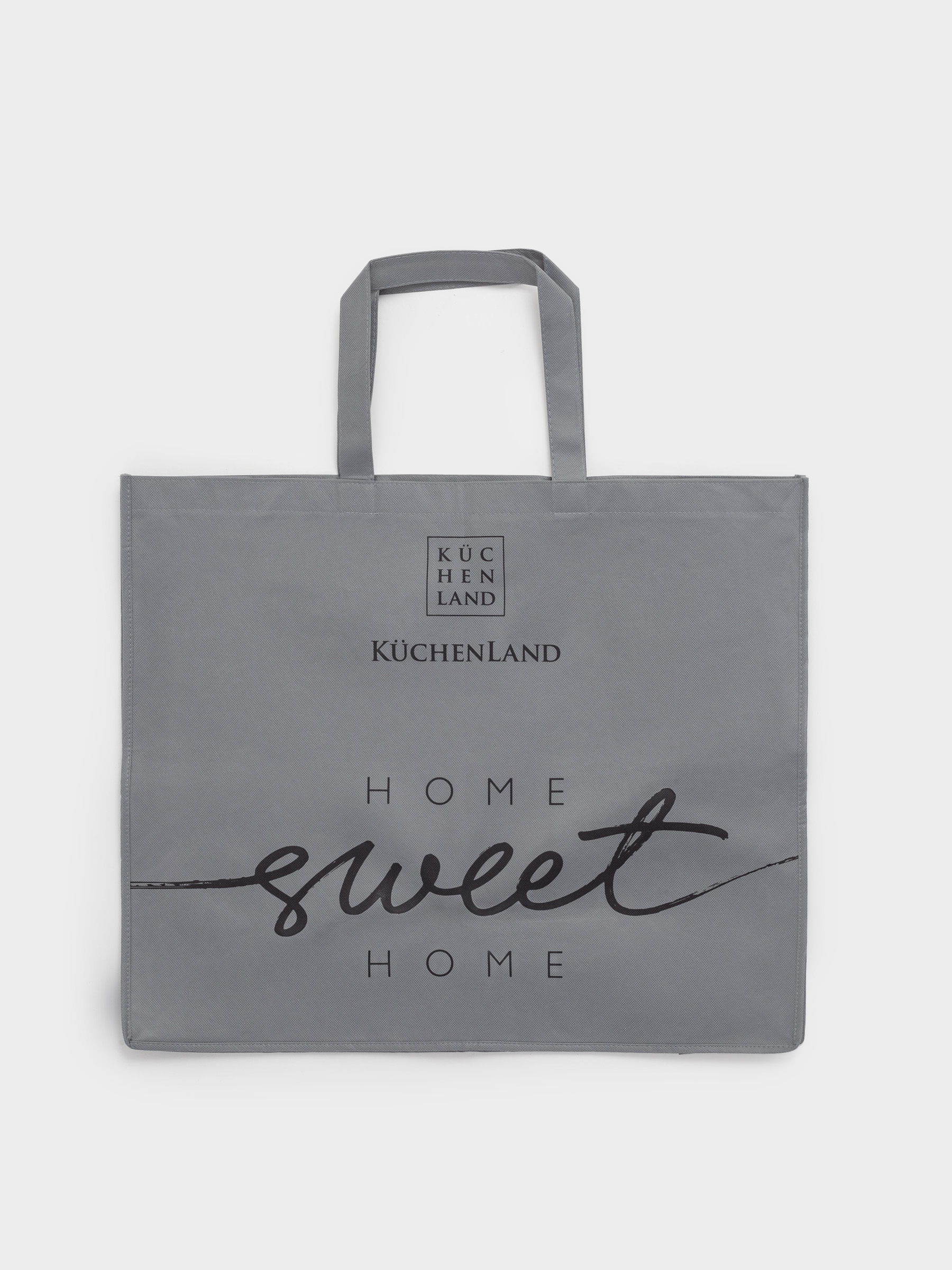 Сумка-шоппер, 60х50 см, полипропилен, серая, Home sweet home, Scroll, image-0