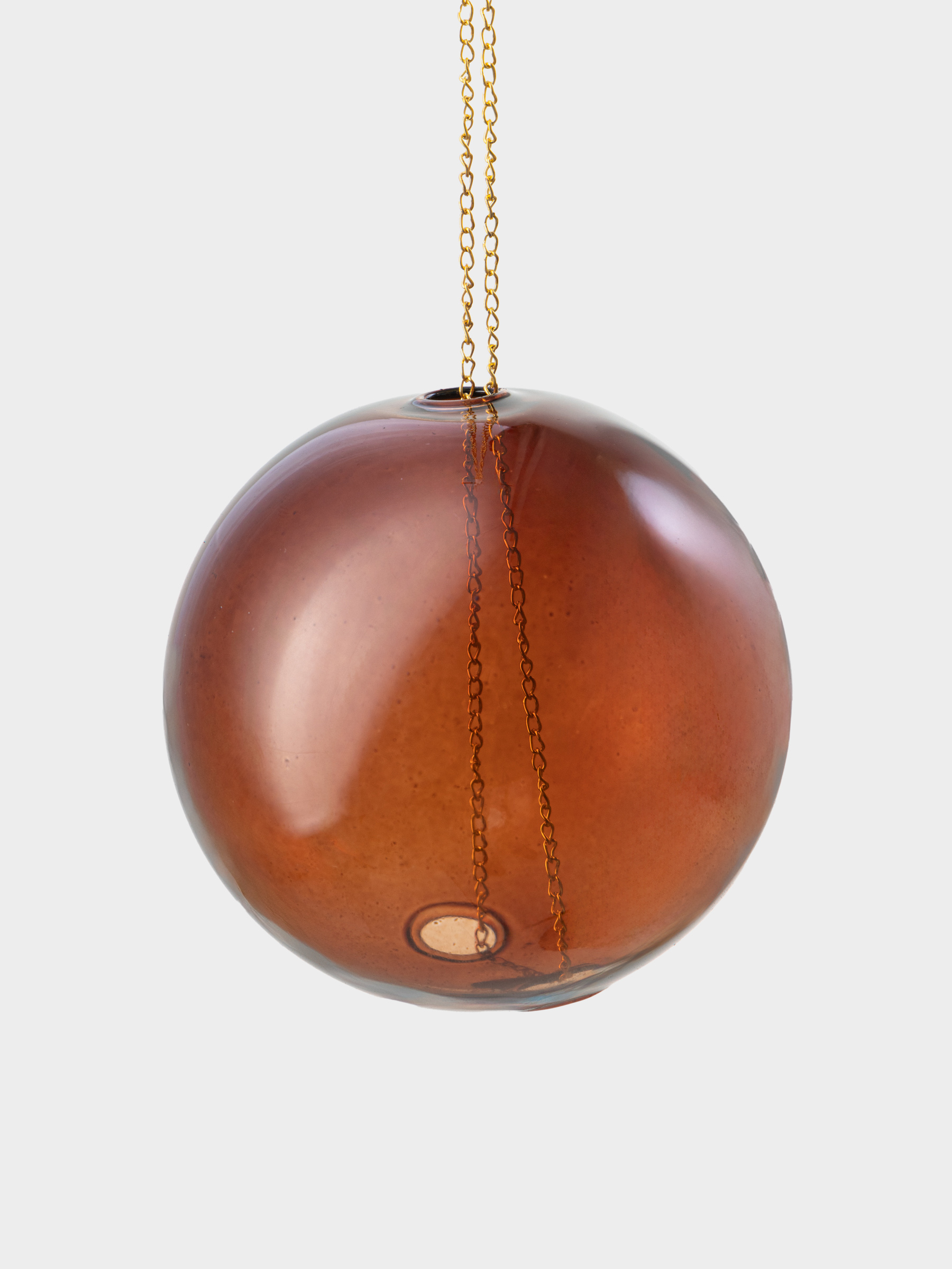 Игрушка елочная, 8х23 см, стекло/металл, коричневая, Шар на цепи, Ball christmas, image-0