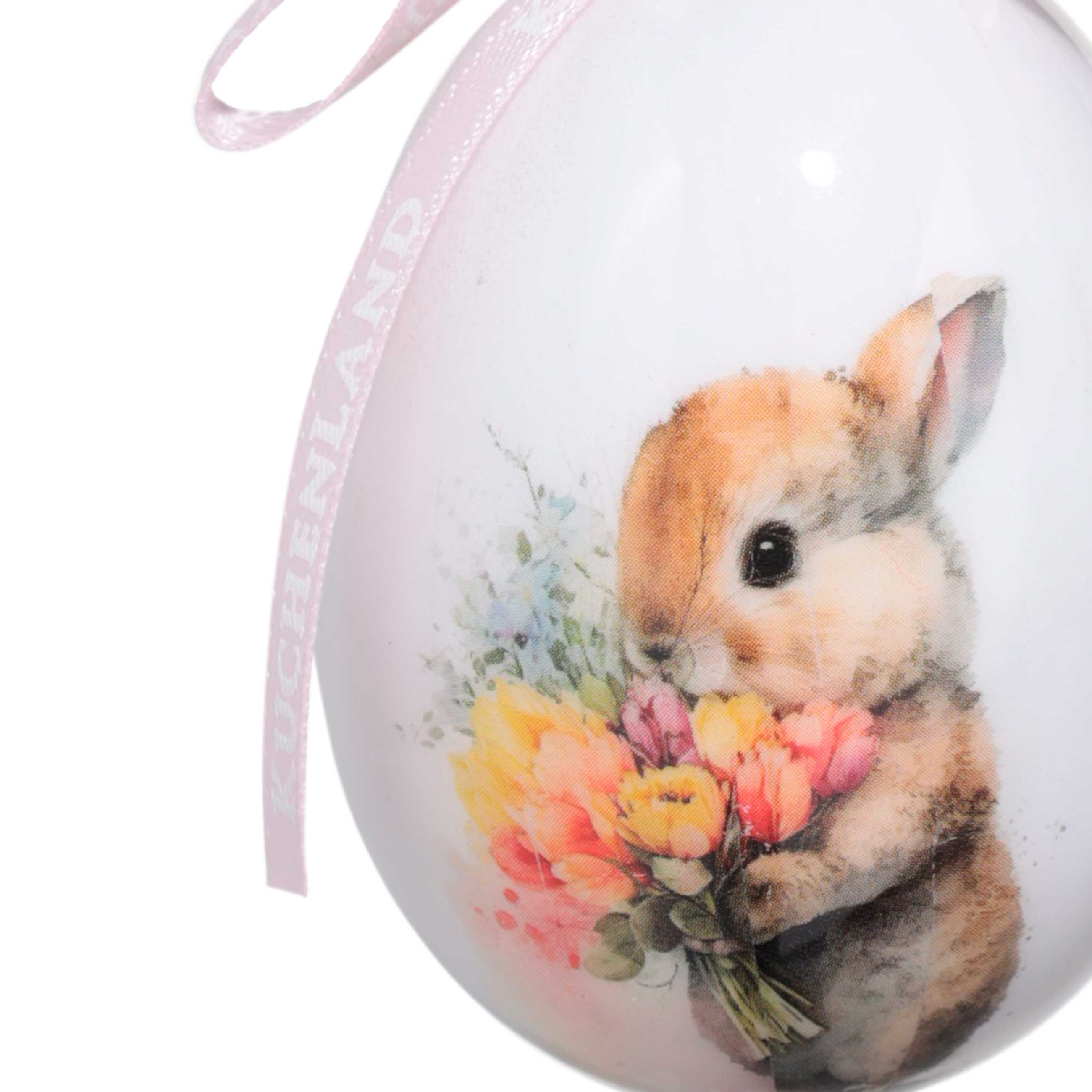 Подвеска, пасхальное яйцо, 6 см, пенопласт, Кролик с букетом, Easter изображение № 2