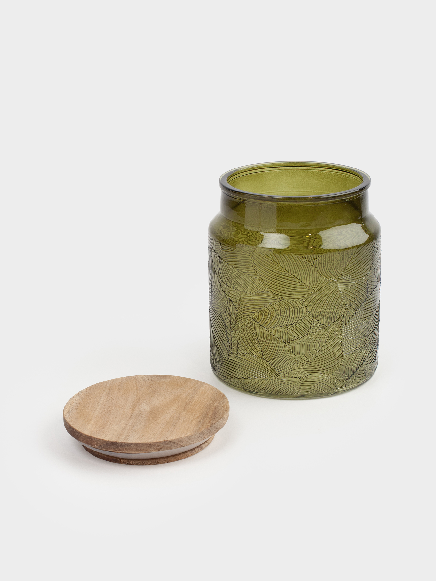 Банка для сыпучих продуктов, 1 л, стекло Р/дерево, зеленая, Тропические листья, Tropical leaves, image-4