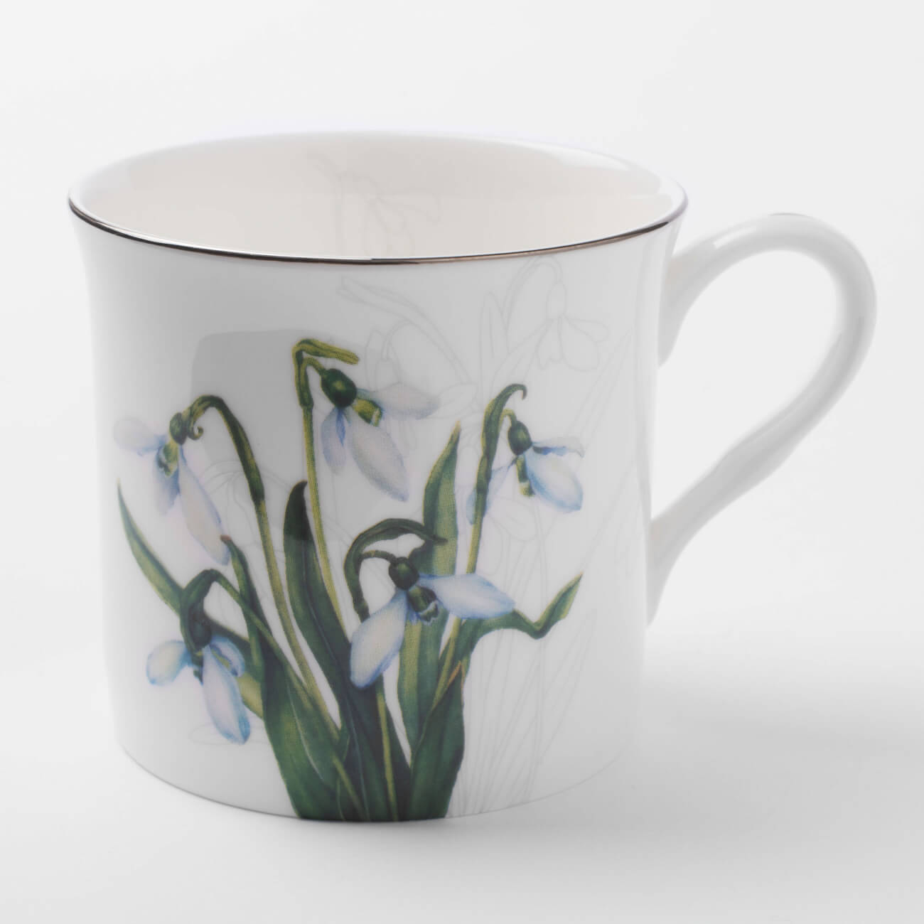 

Кружка, 330 мл, фарфор F, белая, с серебристым кантом, Подснежник, Delicate flower
