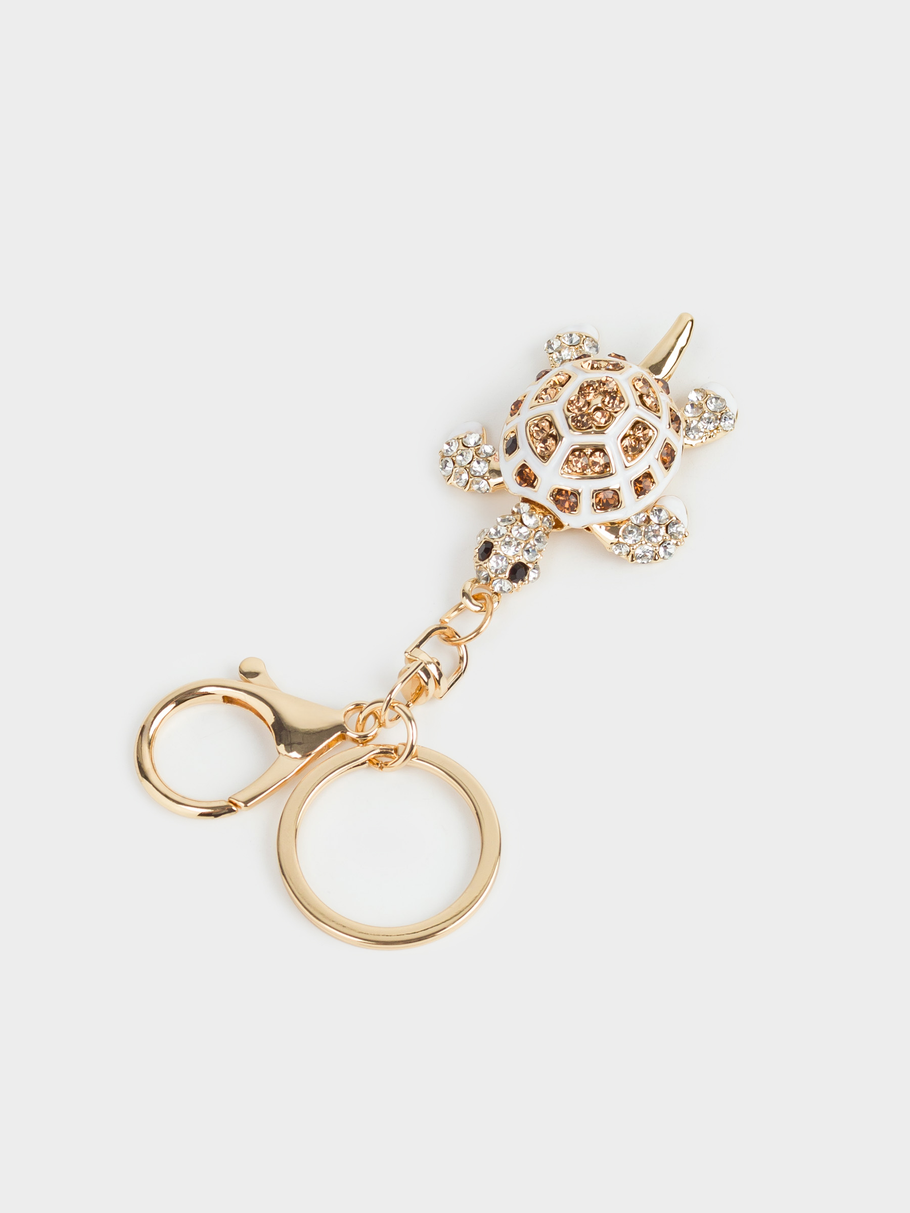 Брелок, 12 см, металл/стразы, золотистый, Черепаха, Keychain crystal, image-1