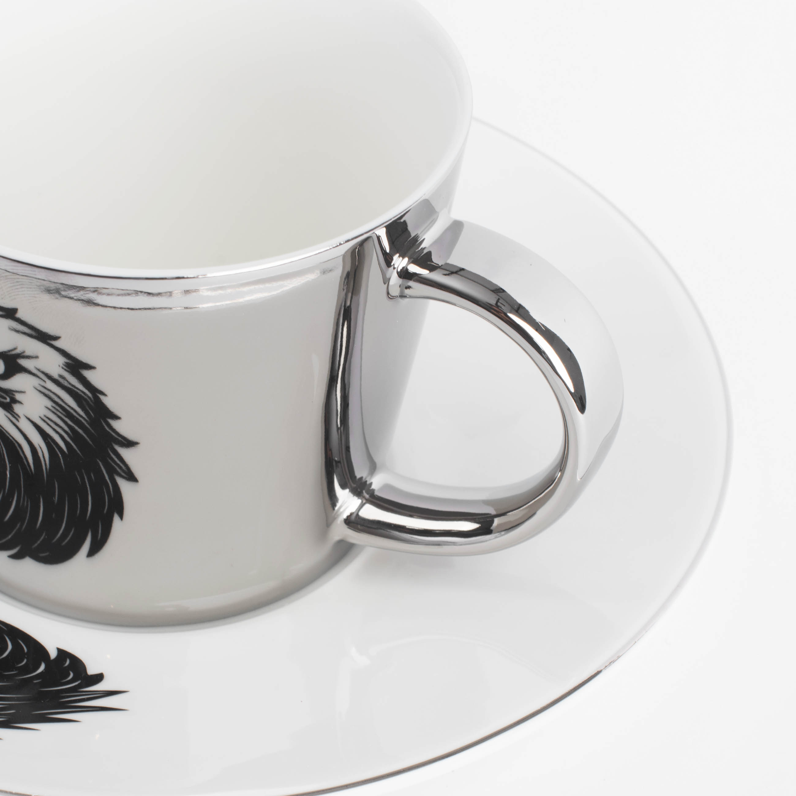 Пара чайная, 1 перс, 2 пр, 230 мл, фарфор P, бело-серебристая, Орел, Eagle изображение № 2
