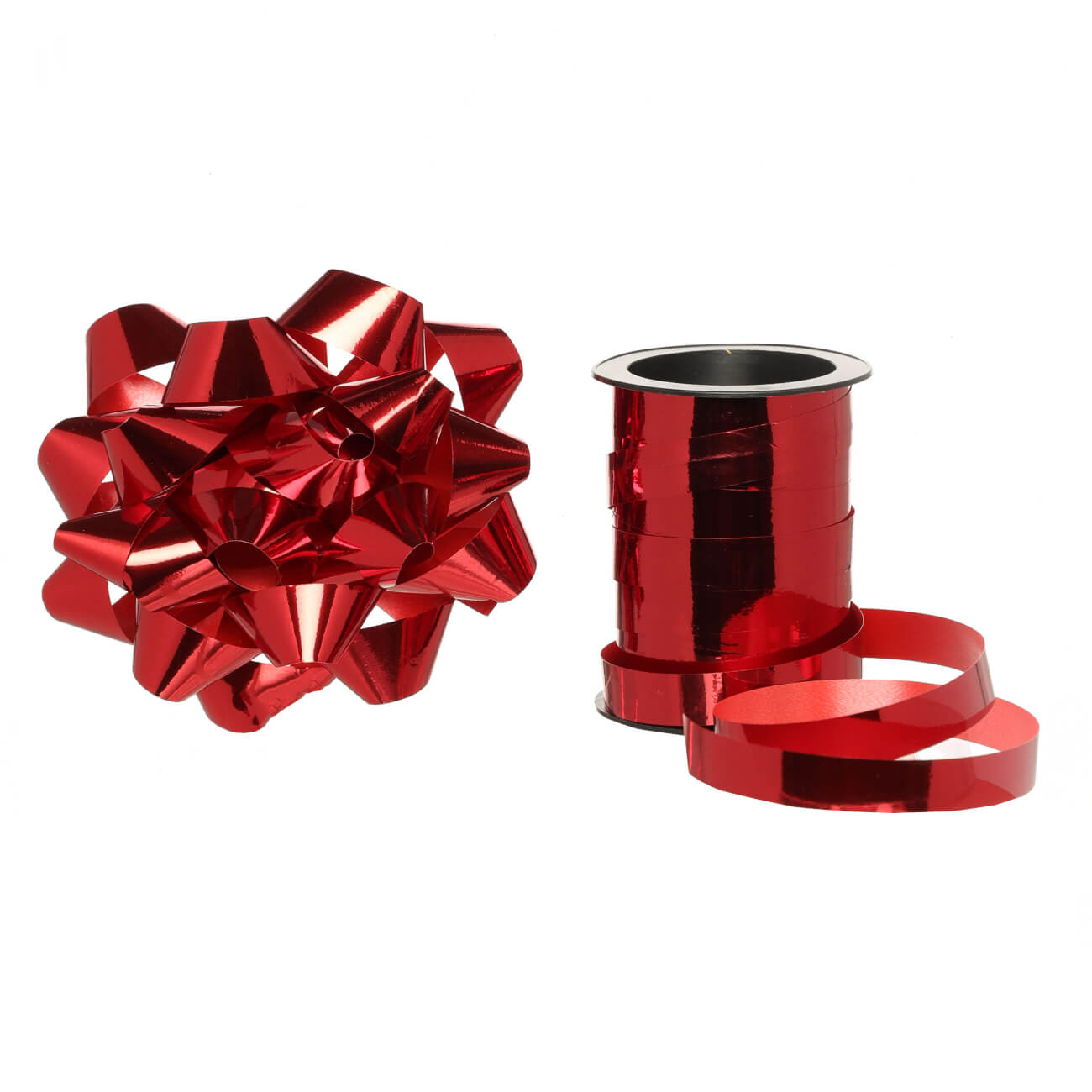 Набор упаковочный, 2 пр, пластик/полиэстер, красный, Бант и лента, Gift bows лента для декора и подарков серебро 0 5 см х 250 м