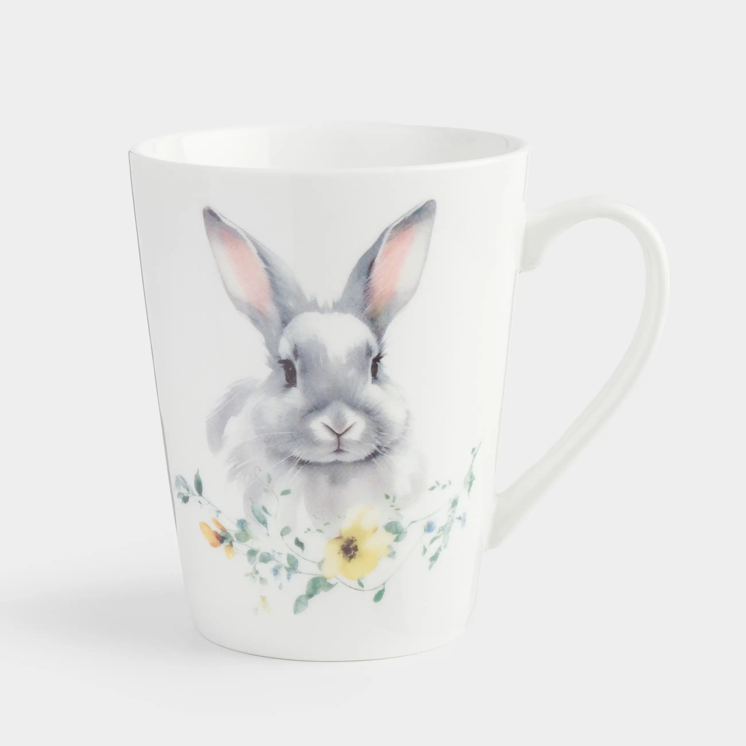 Кружка, 420 мл, фарфор N, белая, Кролик в цветах, Easter, image-0