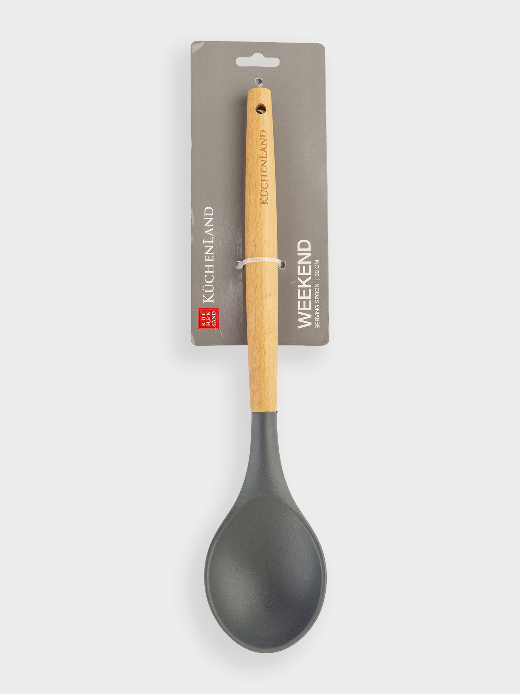 Ложка сервировочная, 31 см, силикон/дерево, серая, Weekend, image-4