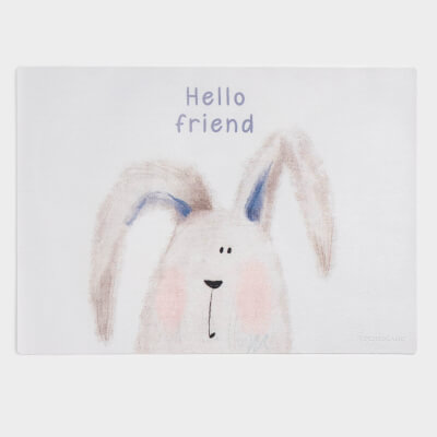 Салфетка под приборы, 33х46 см, ПВХ, прямоугольная, бело-голубая, Hello friend, Rock print ,image-0
