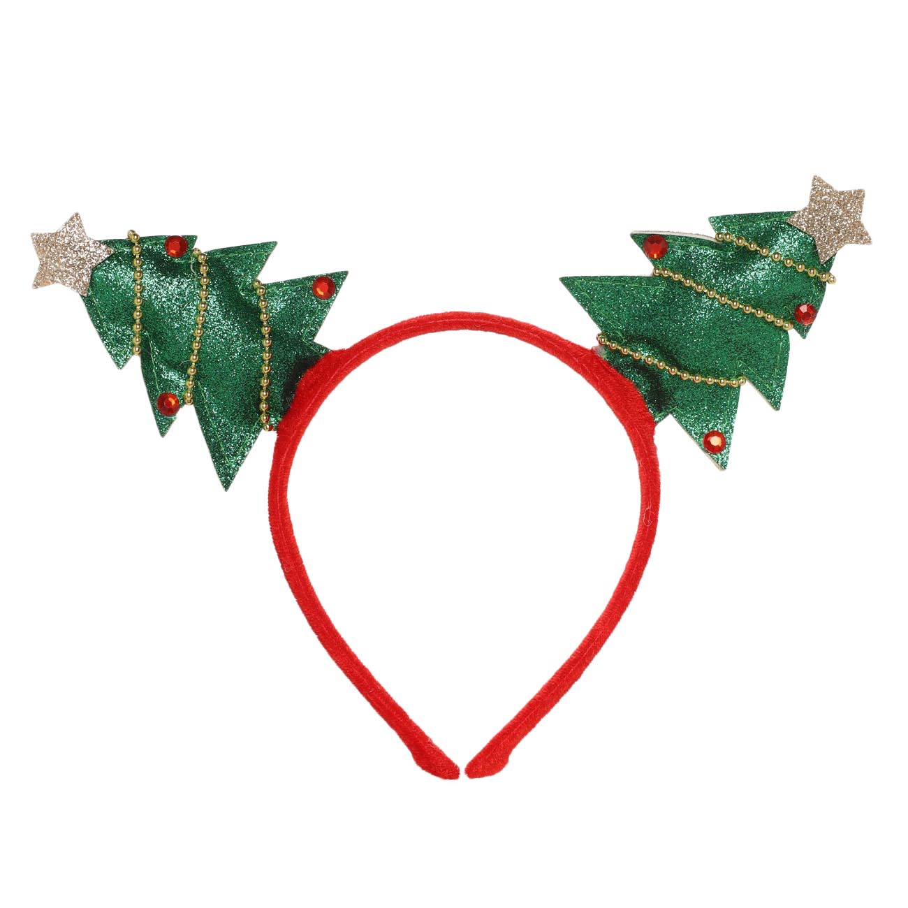 

Ободок карнавальный, 12х14 см, полиэстер/пластик, красный, Елка, Christmas