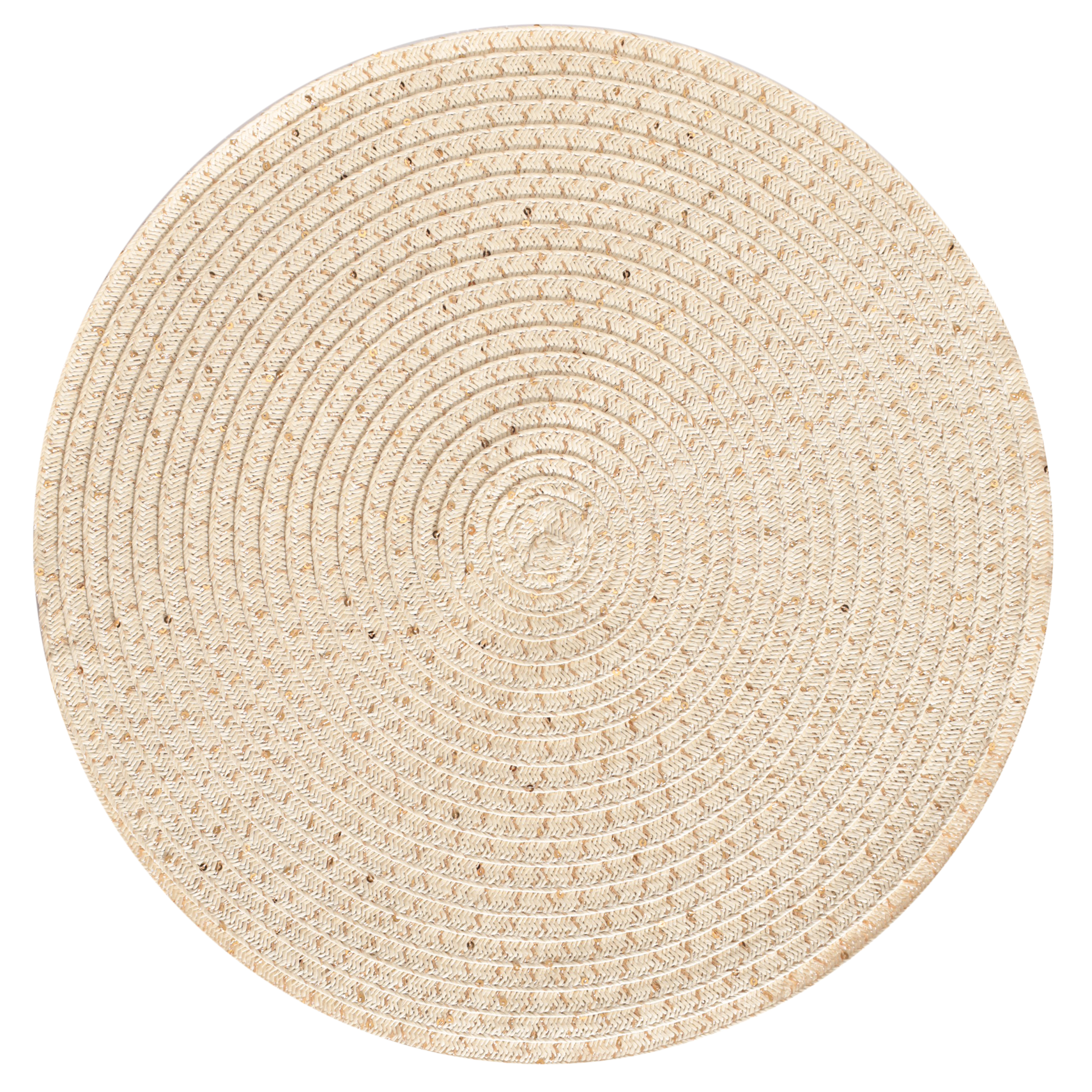 Салфетка под приборы, 38 см, бумага, круглая, бежевая, Straw, image-0