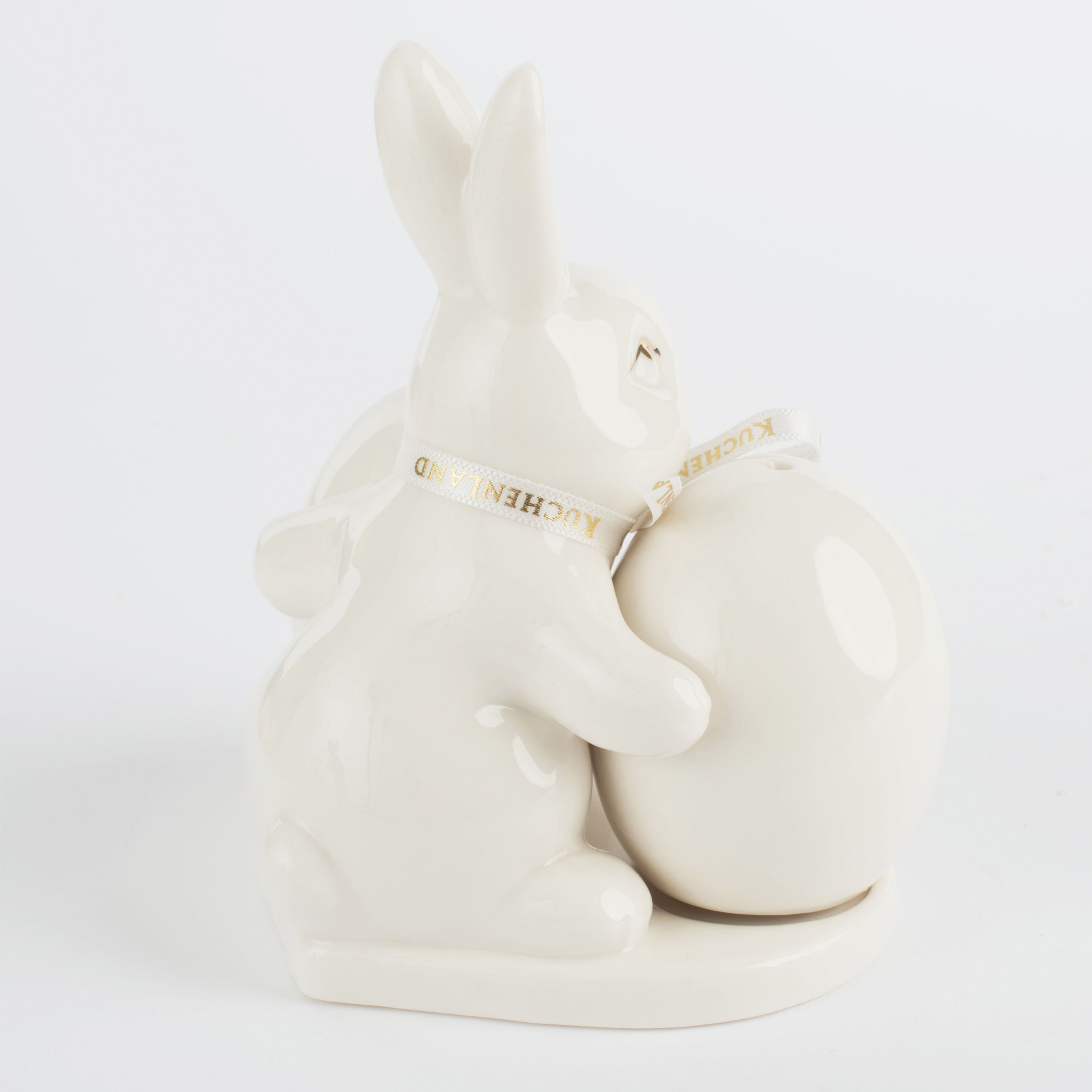 Набор для соли и перца, 12 см, на подставке, фарфор Р, белый, Кролик и яйца, Easter gold изображение № 3
