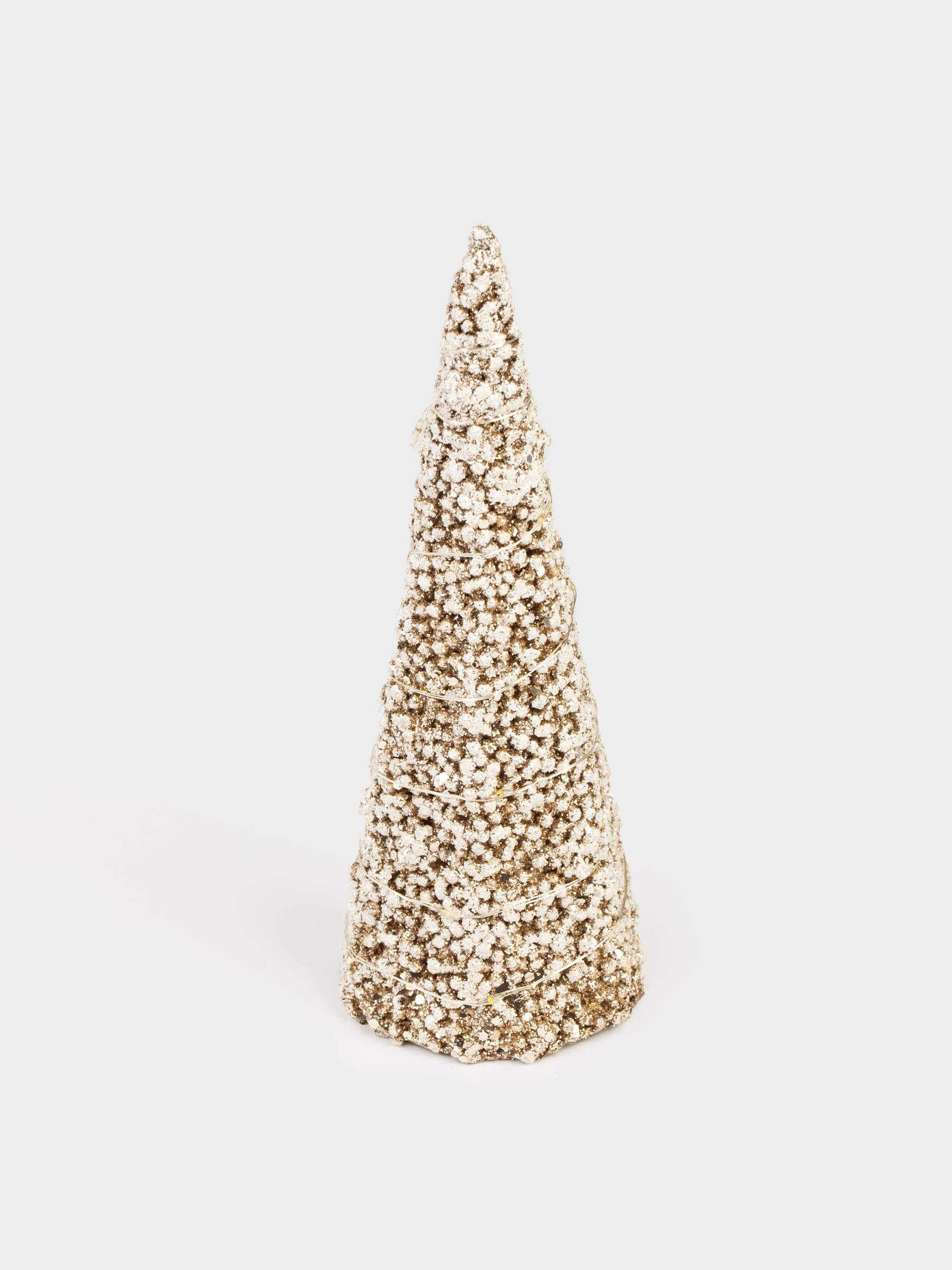 Ель-конус, 20 см, с подсветкой, полиэстер/металл, шампань, Заснеженная ель, Frosty sparks, image-1
