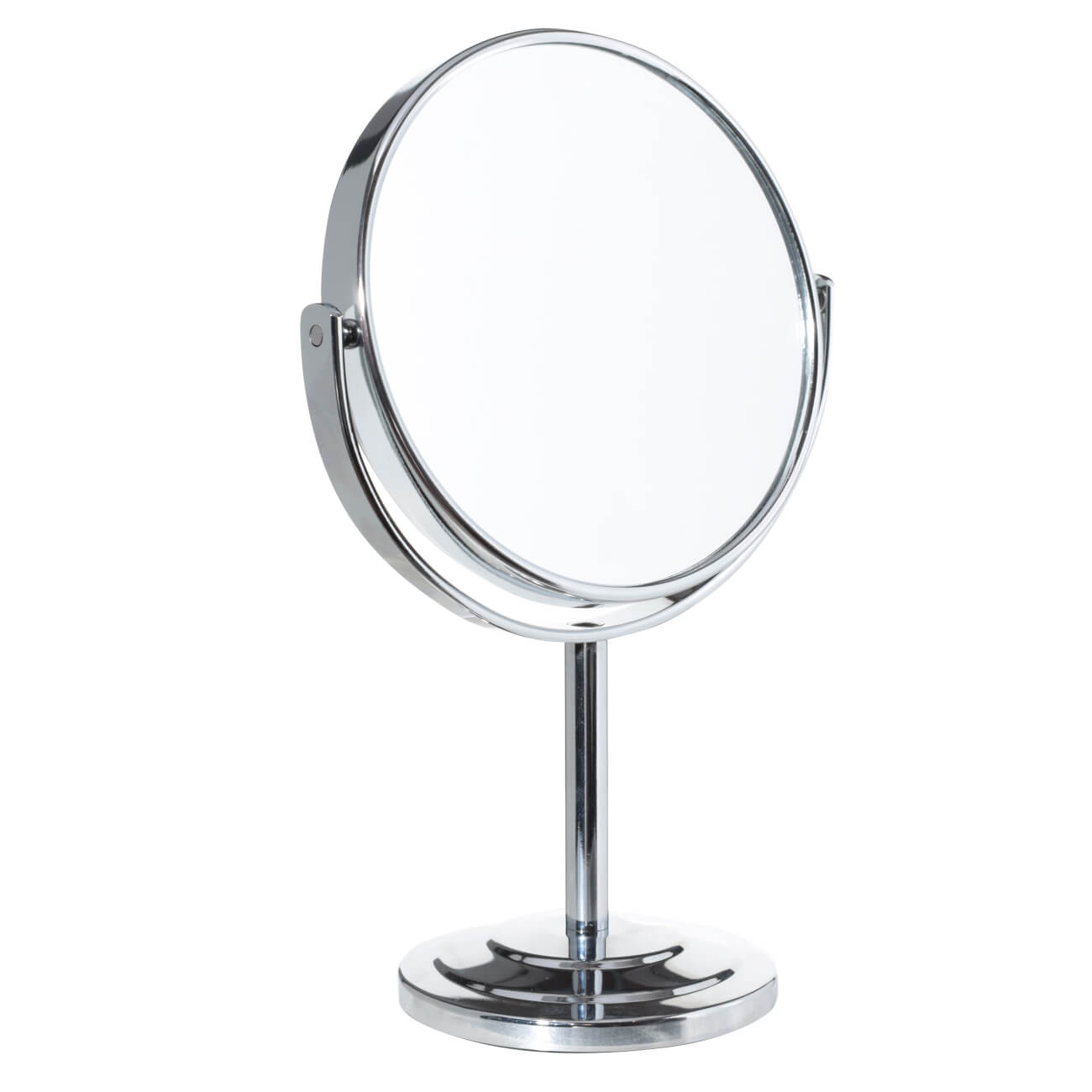 Зеркало настольное, 22 см, двустороннее, на ножке, сталь, круглое, Fantastic зеркало настольное 16 см на ножке круглое белое a070002