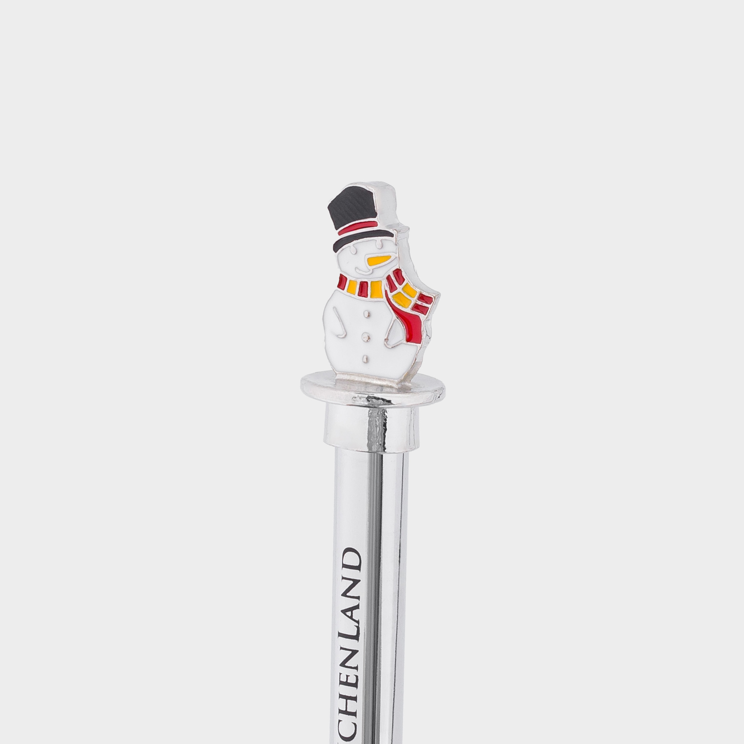 Ручка шариковая, 14 см, с фигуркой, сталь, серебристая, Снеговик, Draw figure