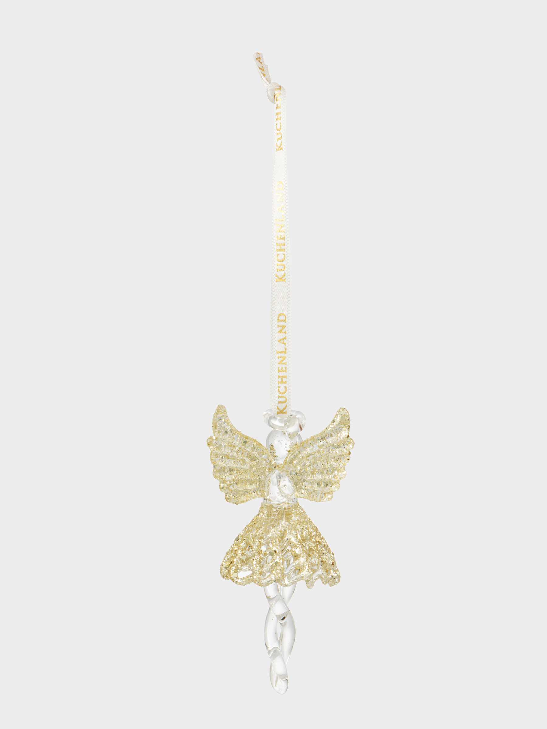 Игрушка елочная, 8 см, стекло, с блестками, шампань, Ангел, Angel Figurine, image-2