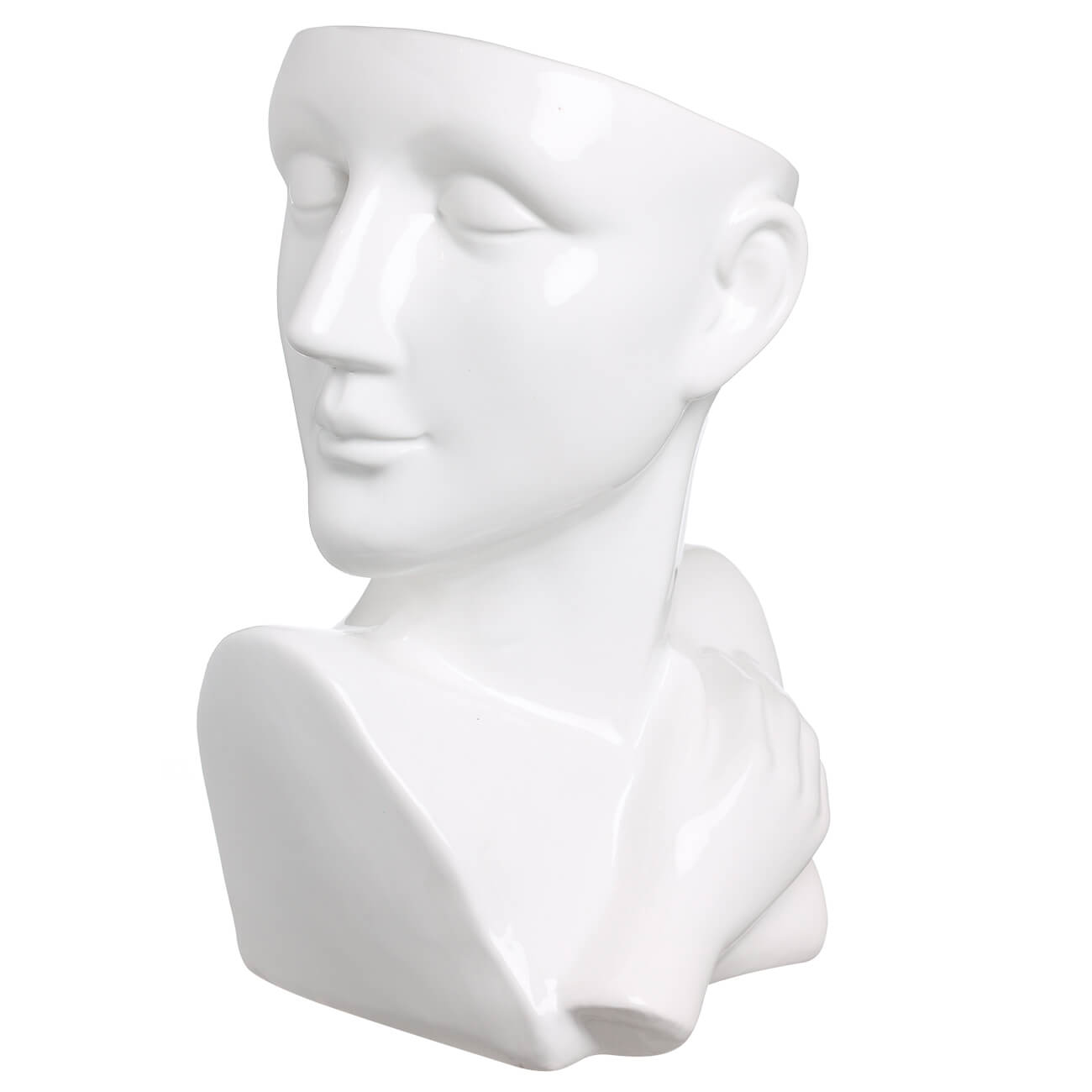 

Ваза для цветов, 25 см, декоративная, керамика, белая, Голова и рука, Face