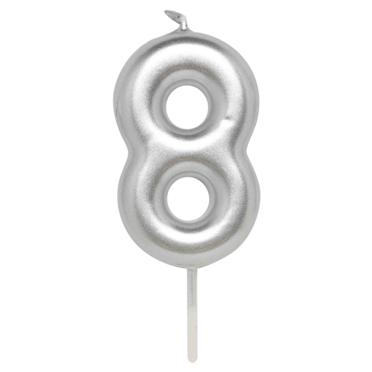 

Свеча для торта, 8 см, серебристая, Цифра 8, Birthday party