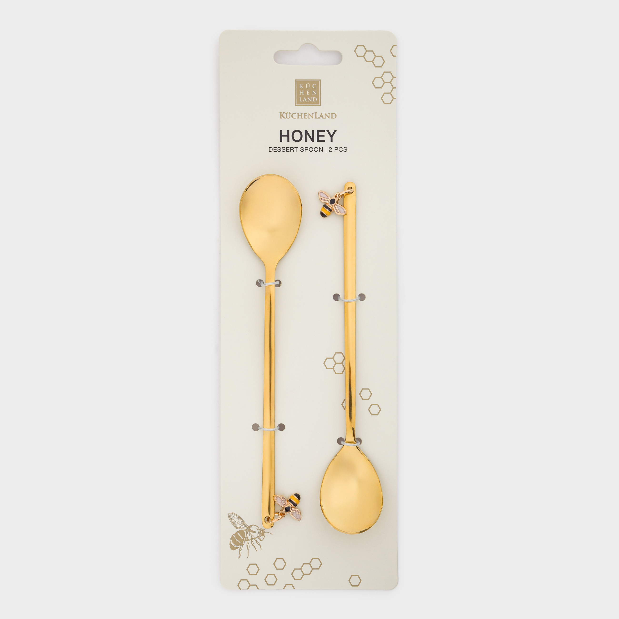 Ложка десертная, 14 см, 2 шт, сталь, золотистая, Пчела, Honey, image-3