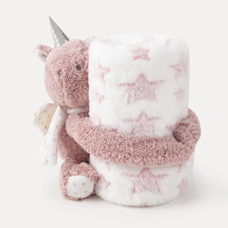 Плед с игрушкой, 78х96 см, полиэстер, розовый, Единорог, Unicorn ,image-0