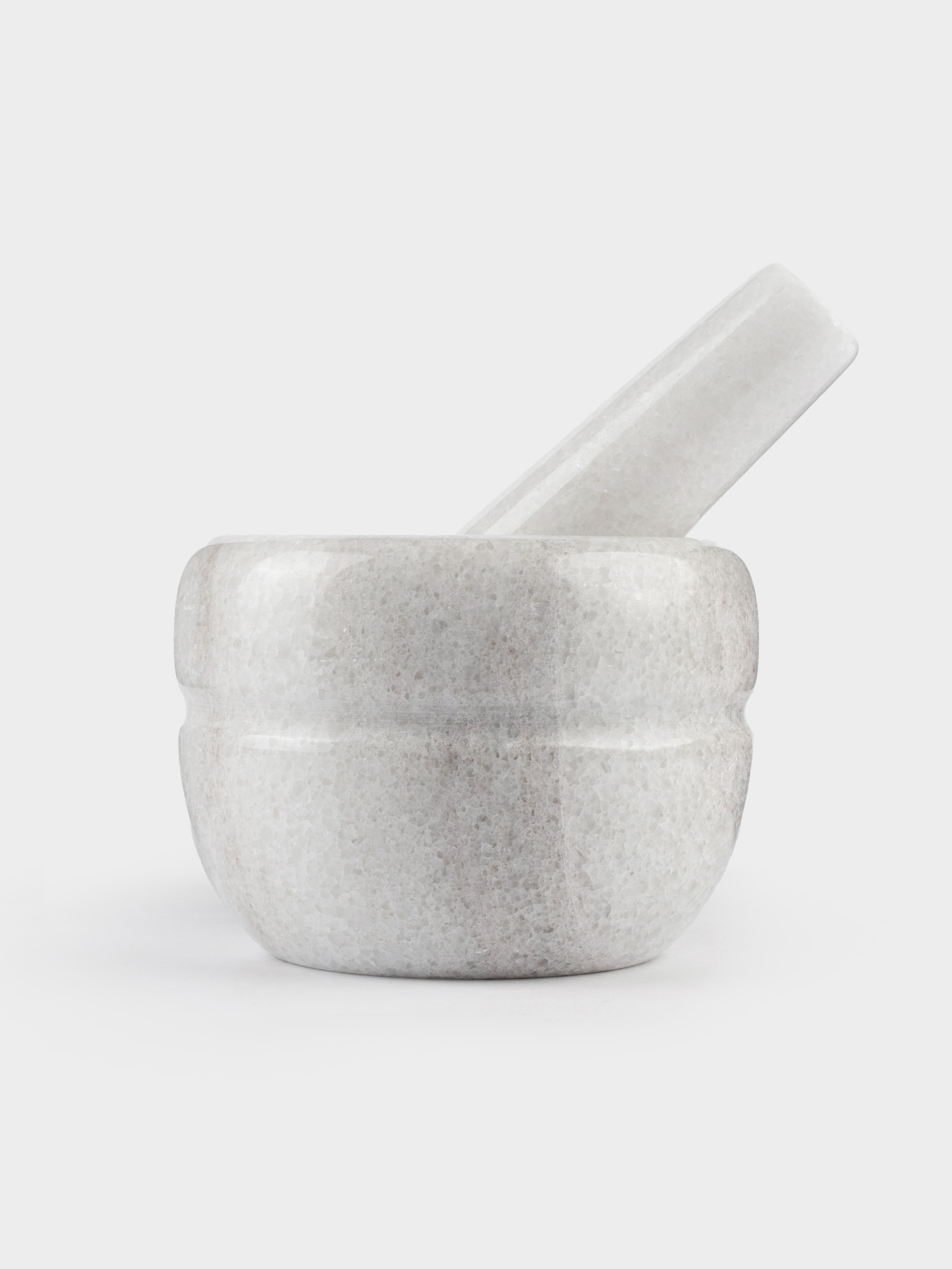 Ступка для специй, 10 см, с пестиком, мрамор, белая, Полоса, Marble, image-2