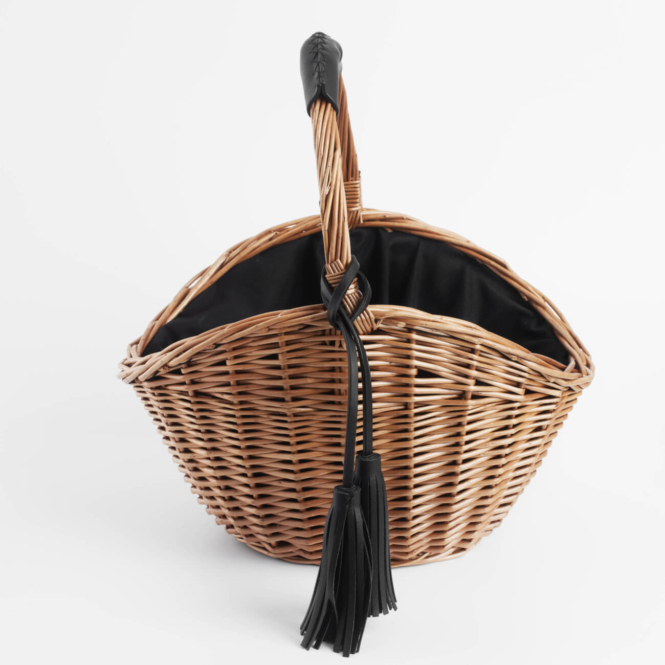 Корзина-сумка, 32 см, ива/полиэстер, бежево-черная, Black style корзина для вещей joyarty