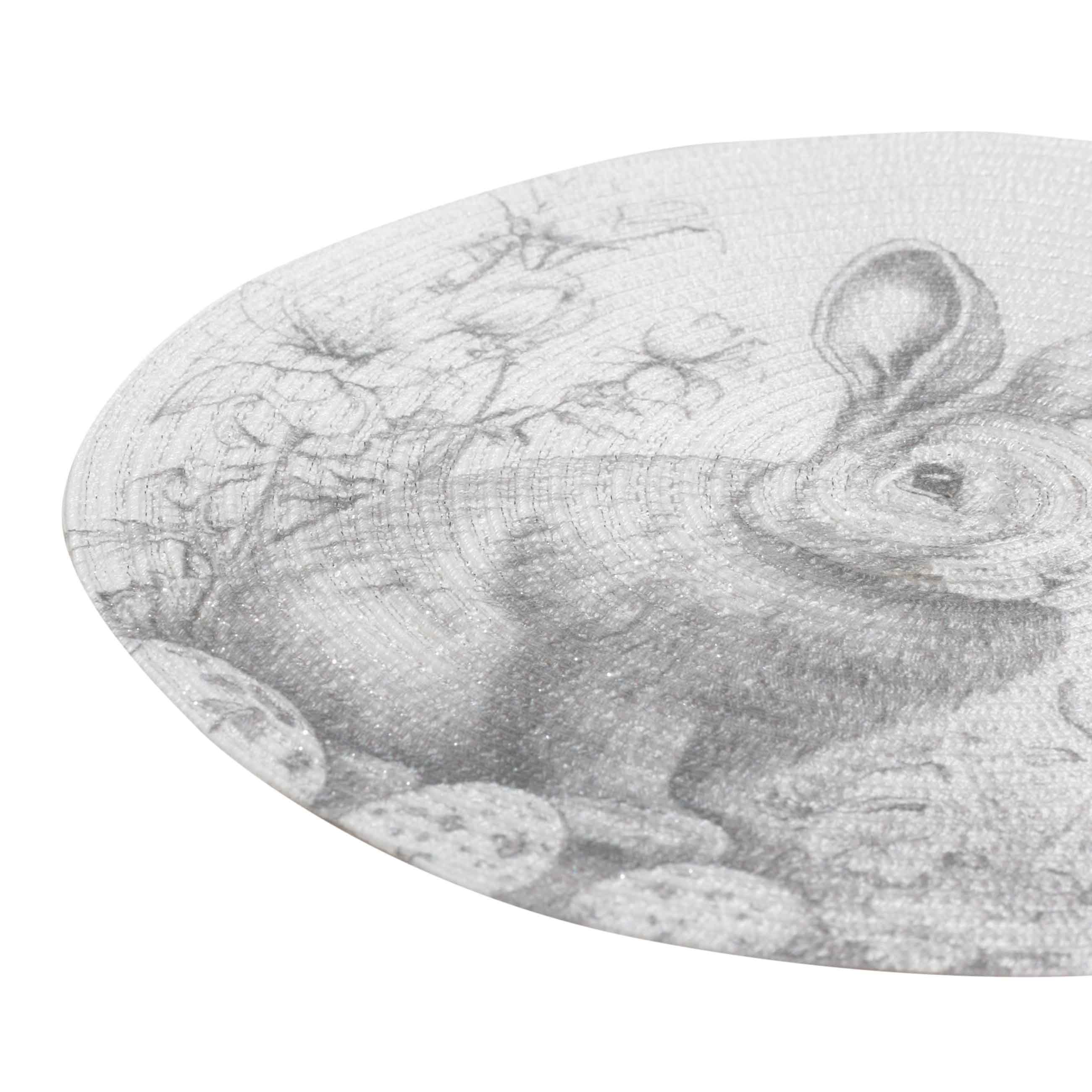 Салфетка под приборы, 38 см, полиэстер, круглая, белая, Графичный кролик, Rotary print изображение № 2