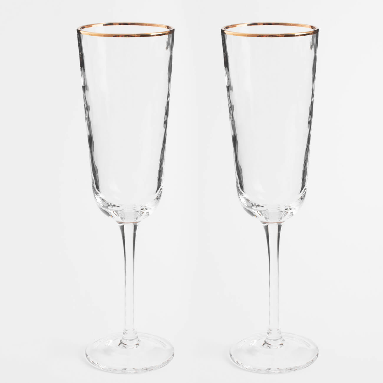 Бокал для шампанского, 190 мл, 2 шт, стекло, с золотистым кантом, Liomea gold