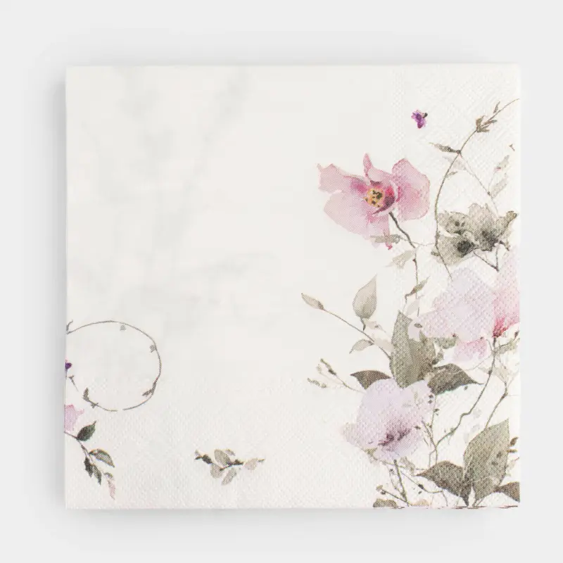 Салфетки бумажные, 33х33 см, 20 шт, квадратные, белые, Весенние цветы, Petal serenity ,image-0