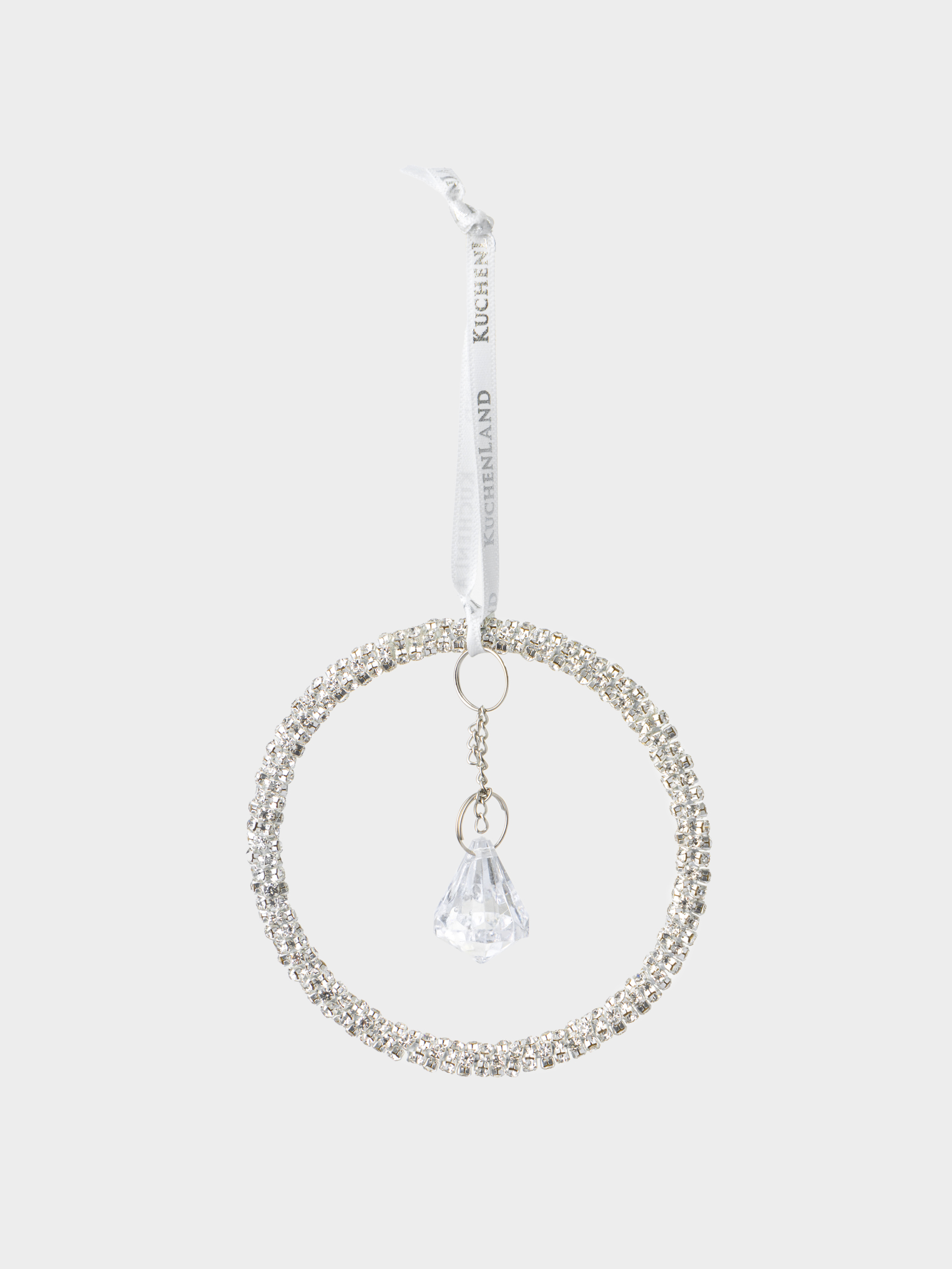 Игрушка елочная, 8 см, акрил/металл, серебристый, Подвеска с кристаллом, Ice crystal, image-1