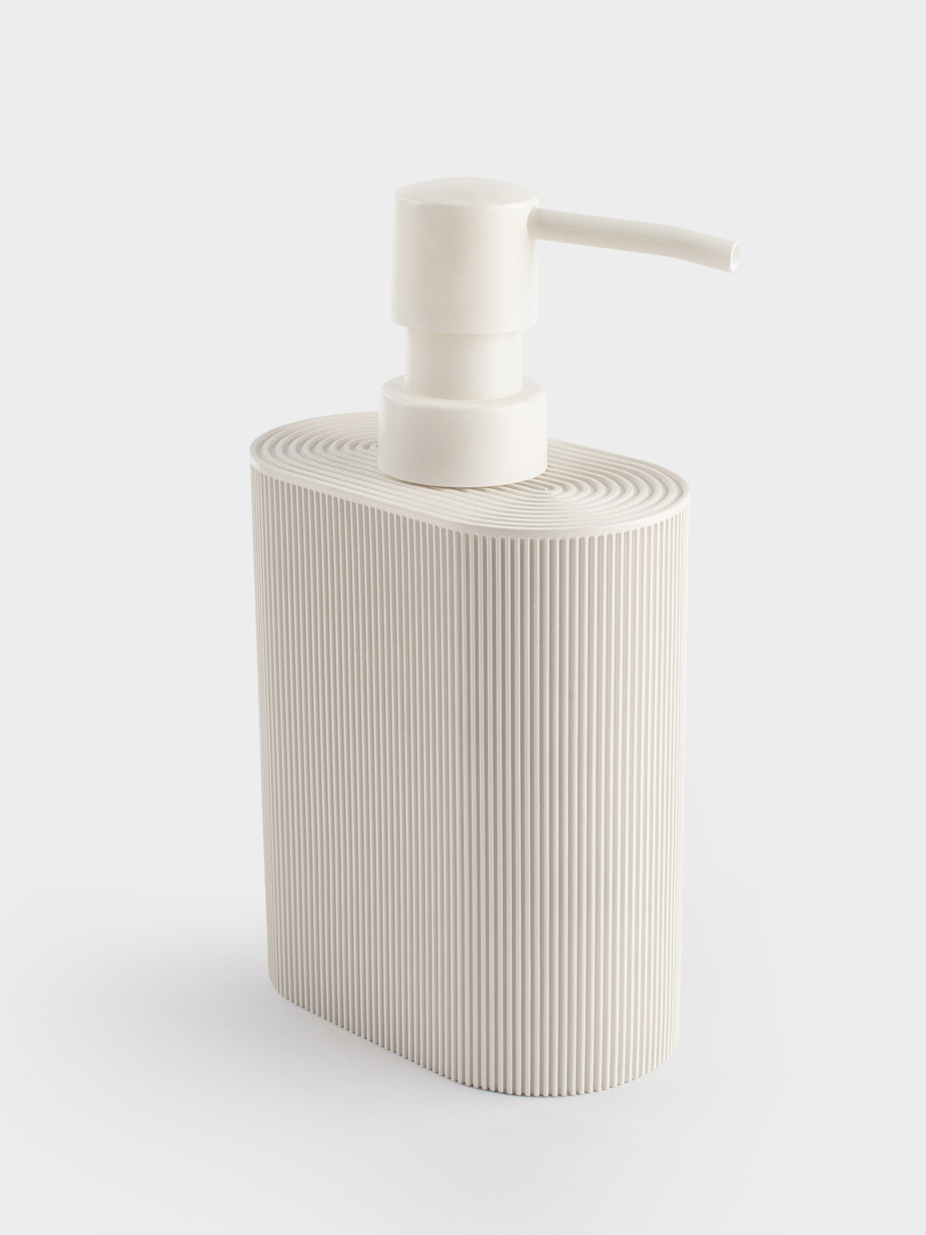 Диспенсер для жидкого мыла, 320 мл, полирезин/пластик, молочный, White stripes, image-1