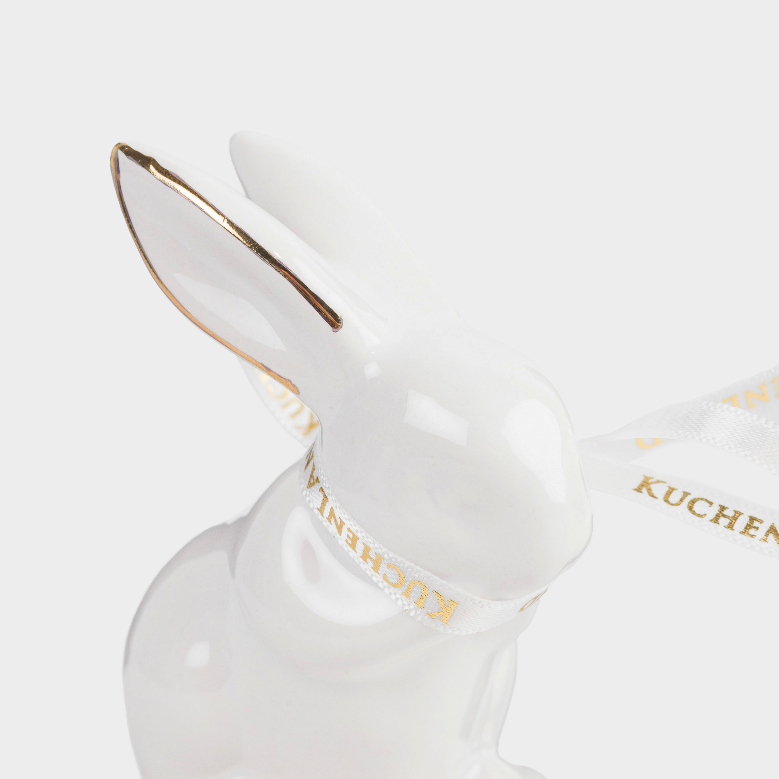 Статуэтка, 7 см, керамика, бело-золотистая, Кролик, Easter gold, image-4