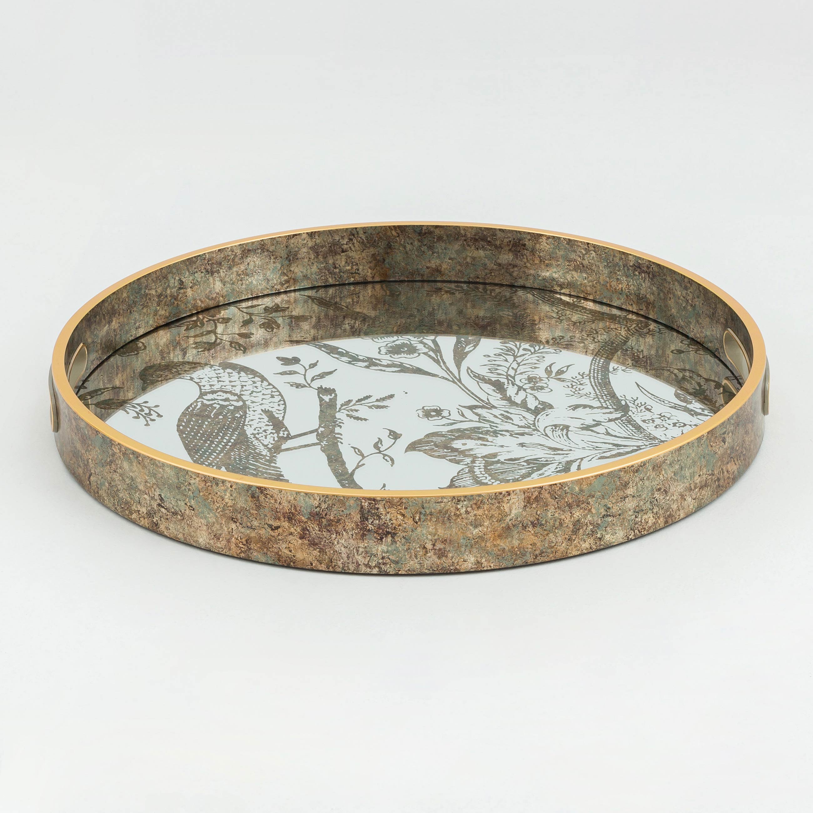 Поднос 36 см пластикстекло круглый зеркальный Птица Bluebird 3690₽