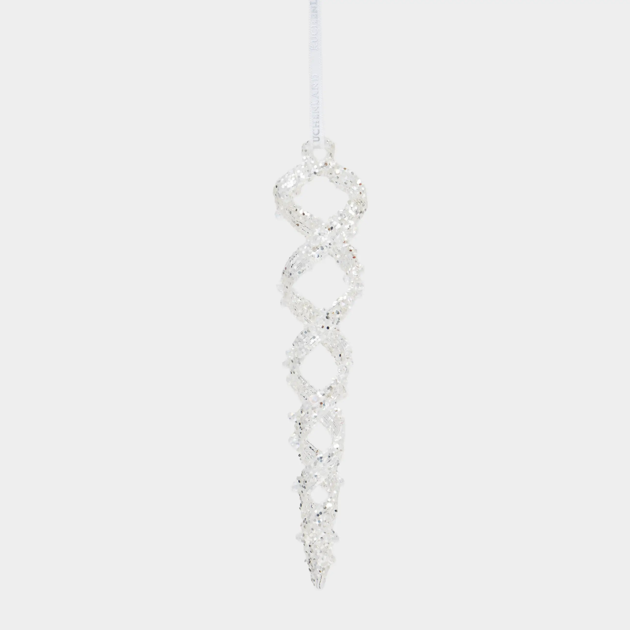 Игрушка елочная, 17 см, стекло, с блестками, серебристая, Сосулька, Figure sparkle
