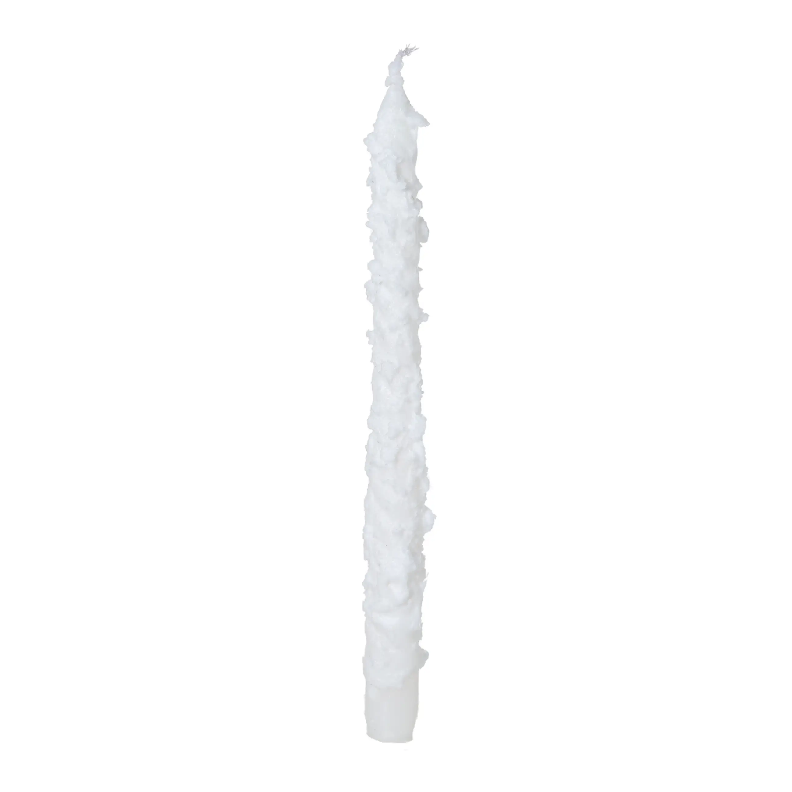 Свеча, 25 см, тонкая, белая, Застывший снег, Snowy candle, image-0