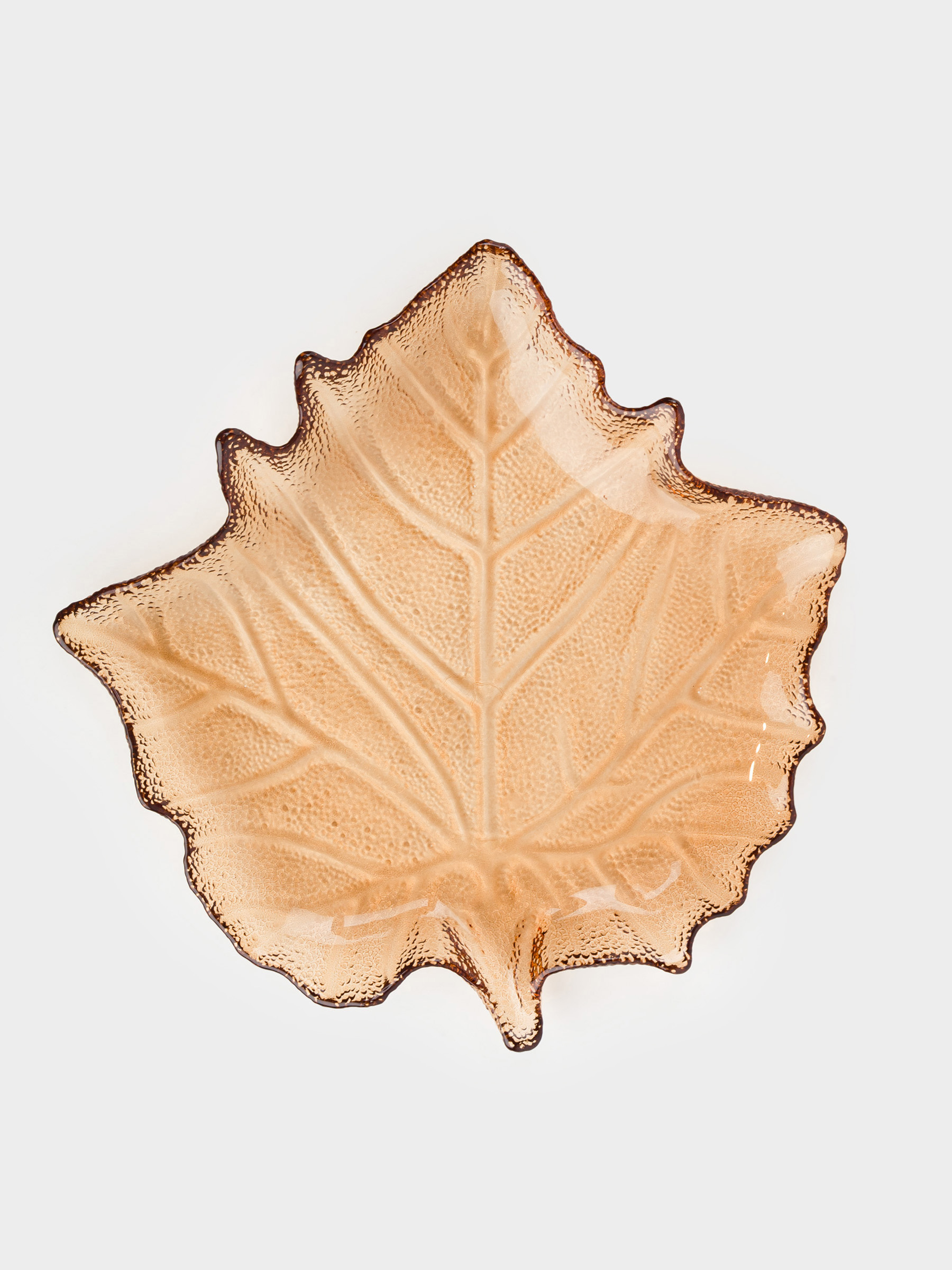 Блюдо, 25x24х4см, стекло, коричневое, Кленовый лист, Leaves, image-1