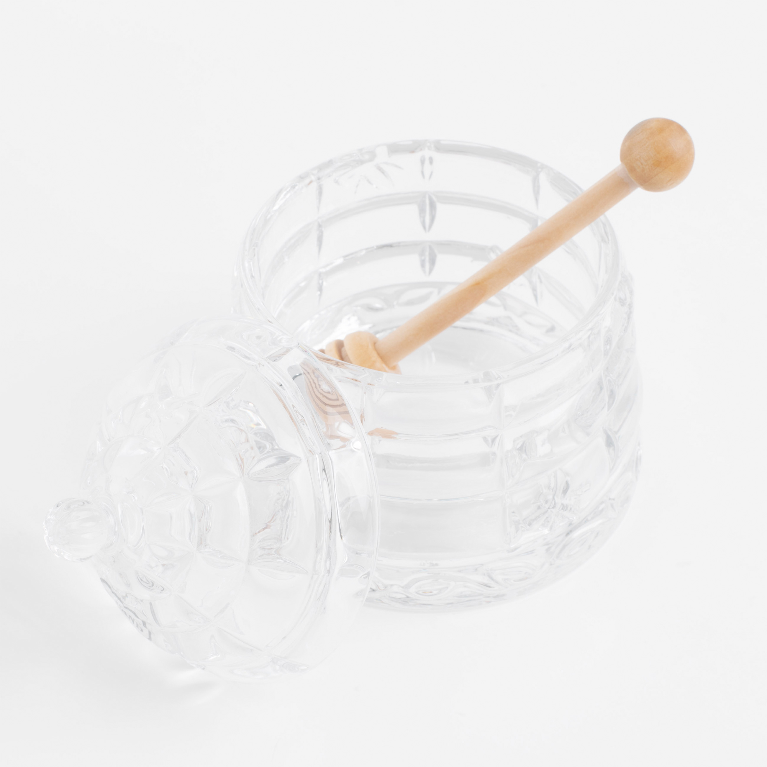 Банка для меда, 290 мл, с ложкой, стекло Р/дерево, Узоры, Honey, image-2