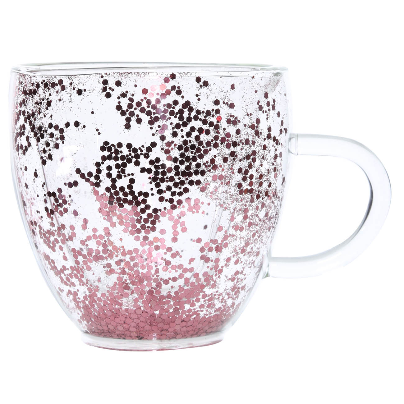 Кружка, 250 мл, 2 шт, стекло Б, с розовыми блестками, Heart, Air sparkly изображение № 2