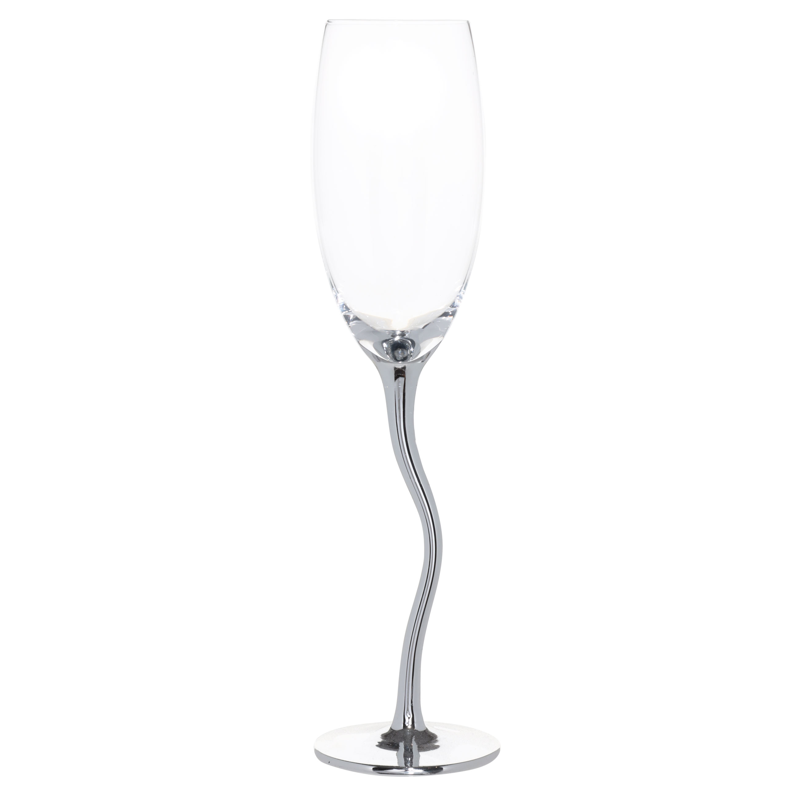Бокал для шампанского, 210 мл, 2 шт, стекло, волнистая ножка, серебристый, Benty-color изображение № 2