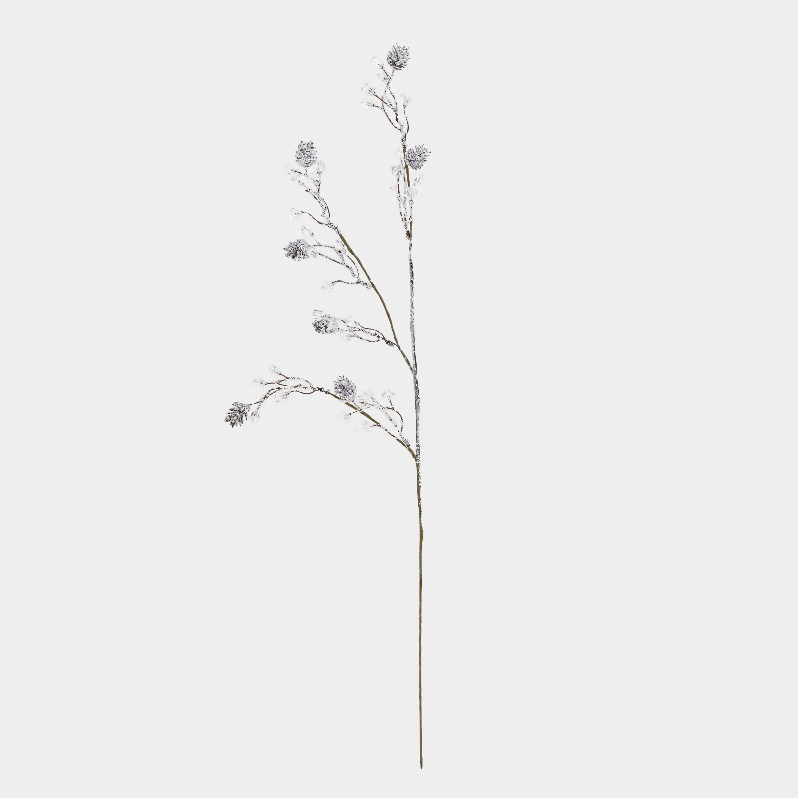 Ветка декоративная, 60 см, пластик/акрил, серебристая, Ледяная ветка, Crystal decor