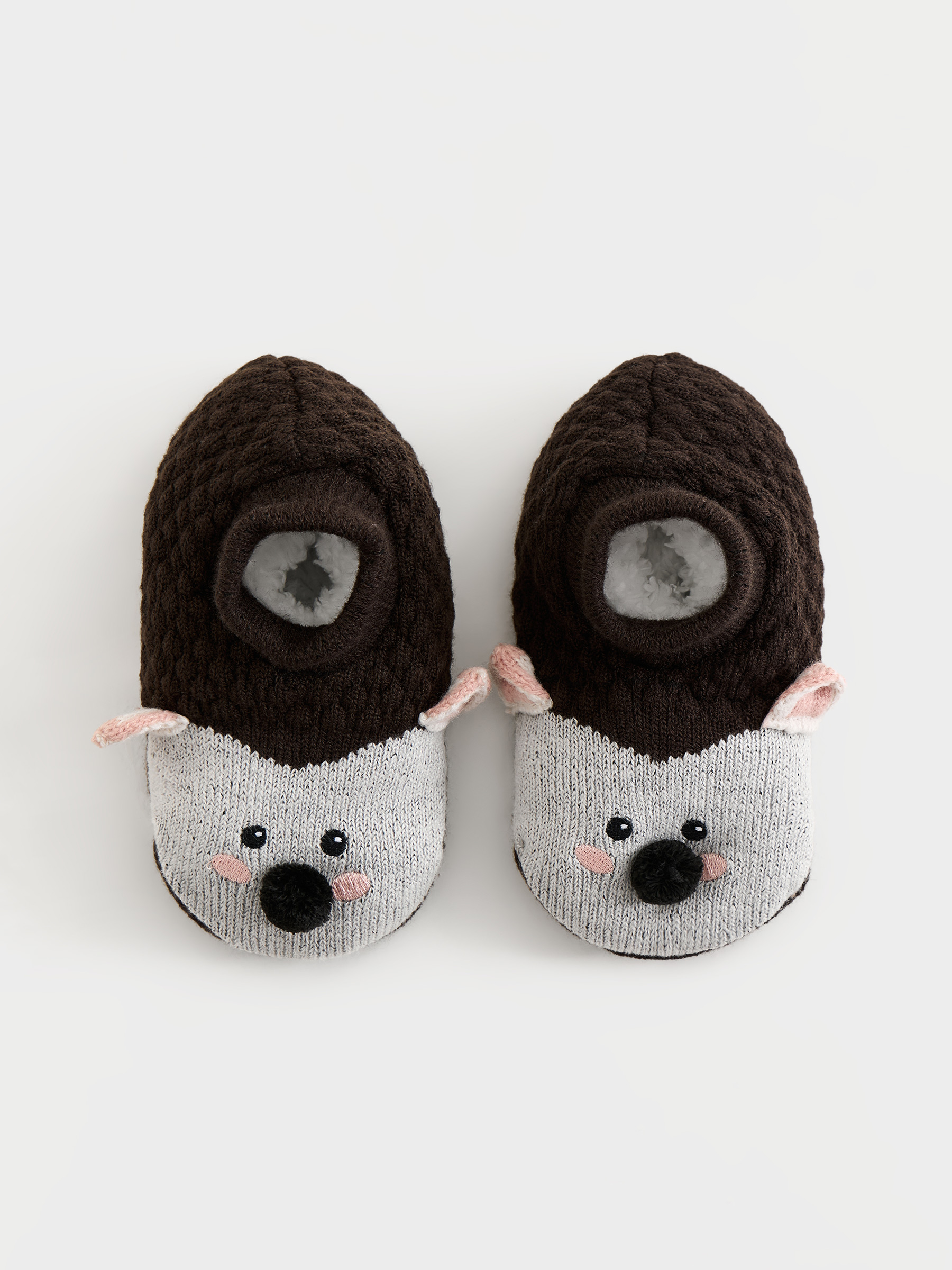 Носки детские, домашние, р. 27-29, акрил/шерпа, коричневые, Еж, Funny warm, image-0