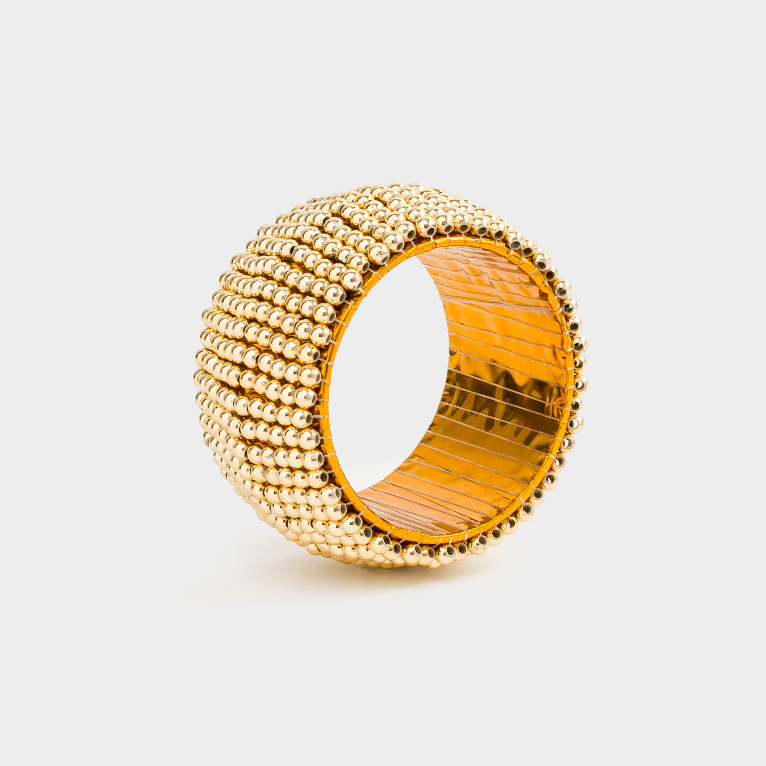 Кольцо для салфеток, 5 см, 2 шт, бисер, круглое, золотистое, Shiny beads, image-2