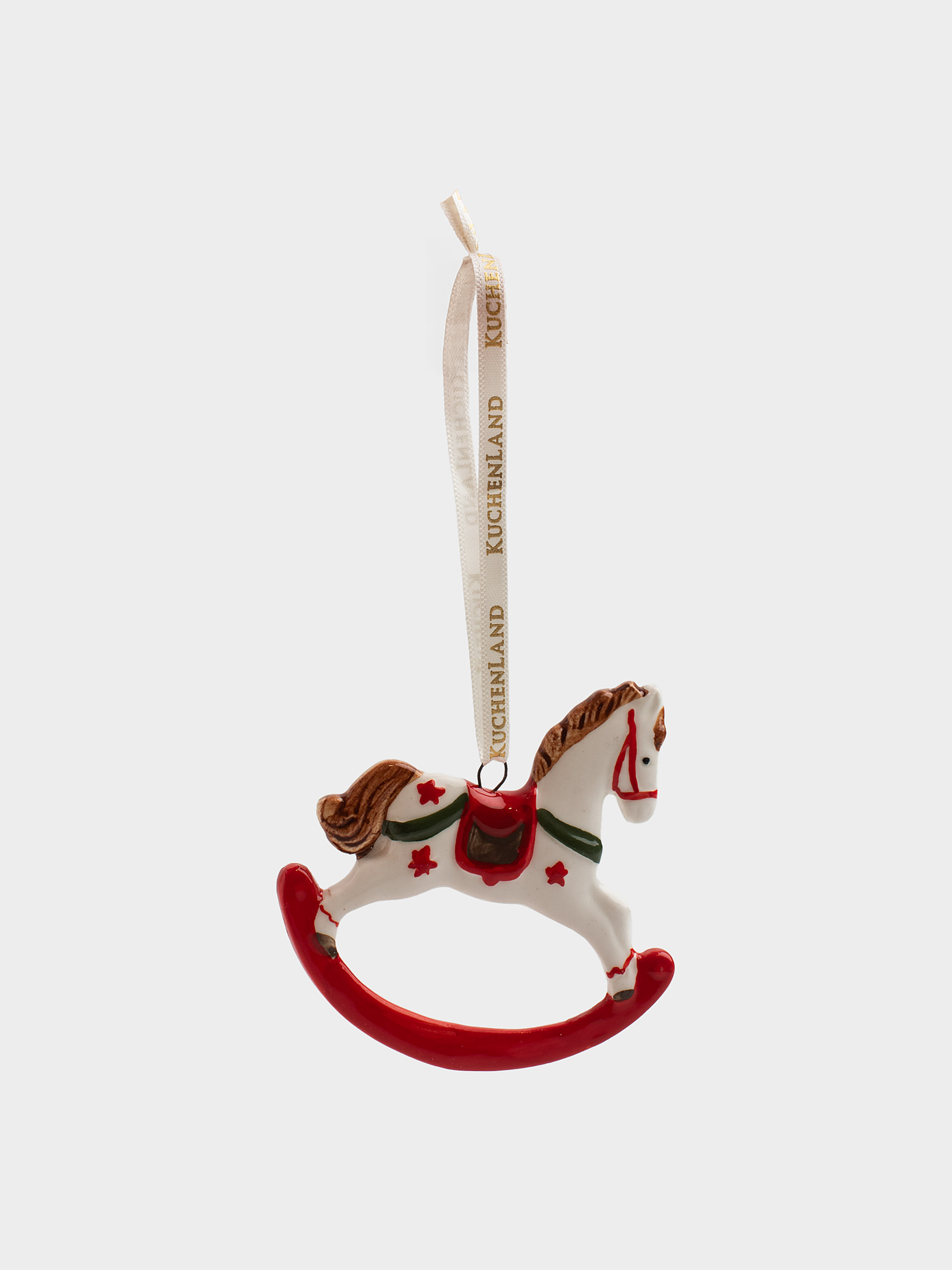 Игрушка елочная, 7 см, фарфор P, бело-красная, Лошадь, Figure christmas, image-2