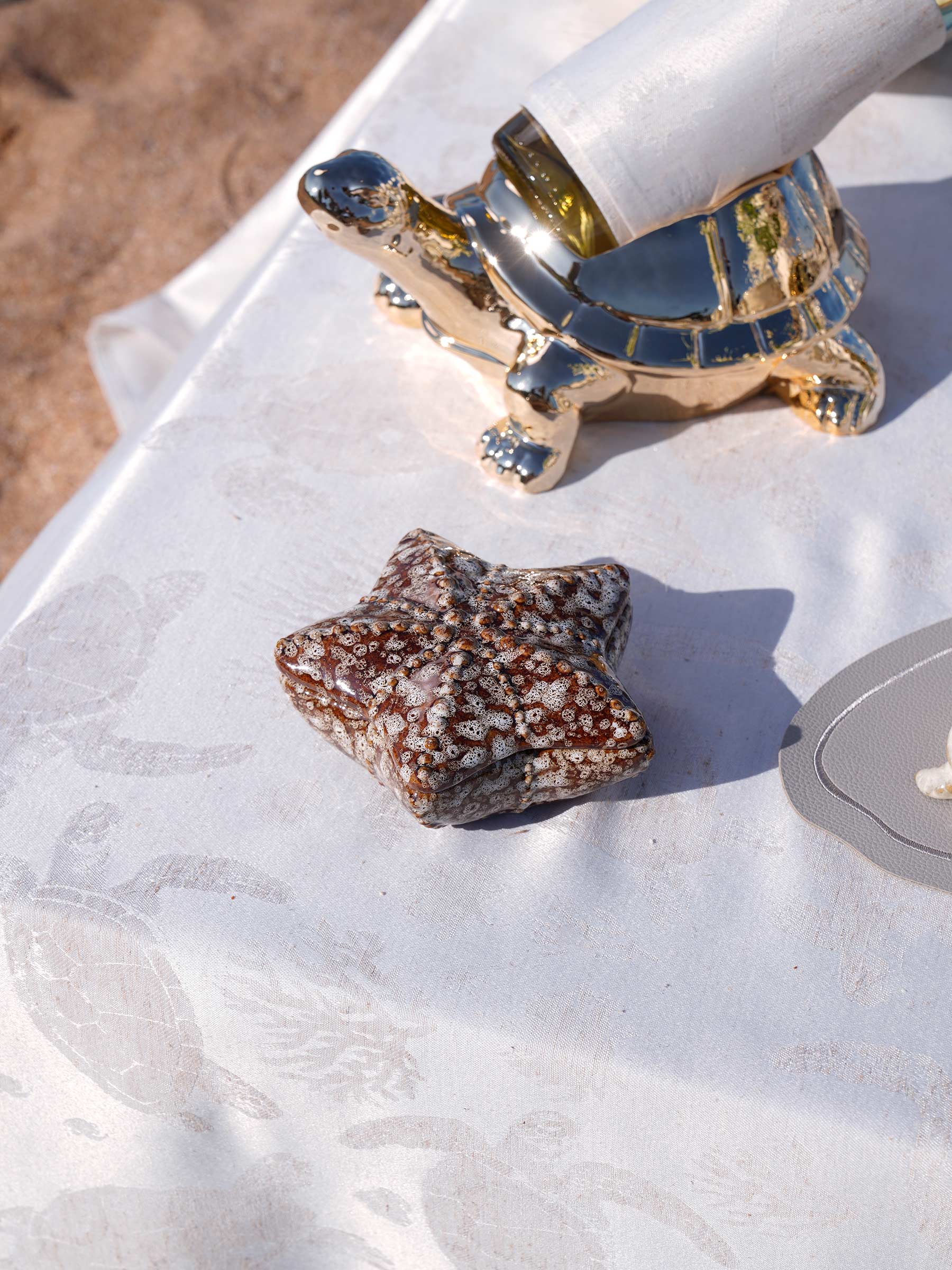 Шкатулка для украшений, 13х6 см, керамика, коричневая, Звезда, Seaside