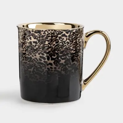 Кружка, 300 мл, фарфор N, черно-золотистая, Леопард, Leopard ,image-0