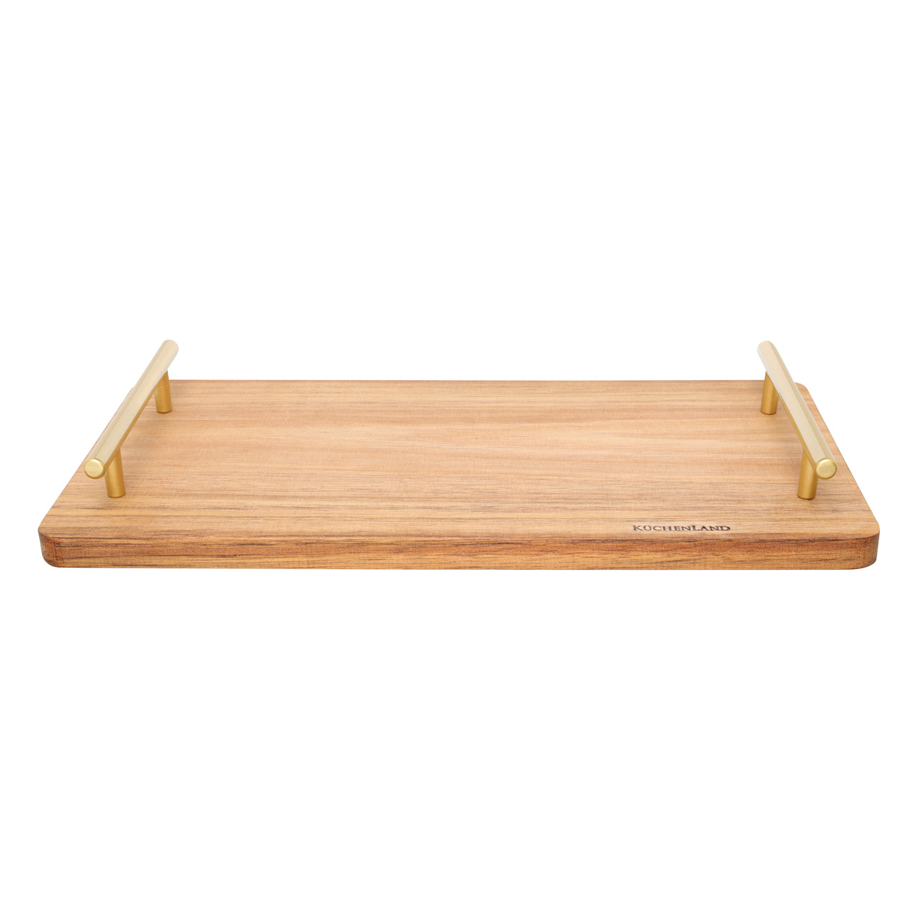

Поднос, 36x18 см, с ручками, дерево/сталь, прямоугольный, золотистый, Noble tree