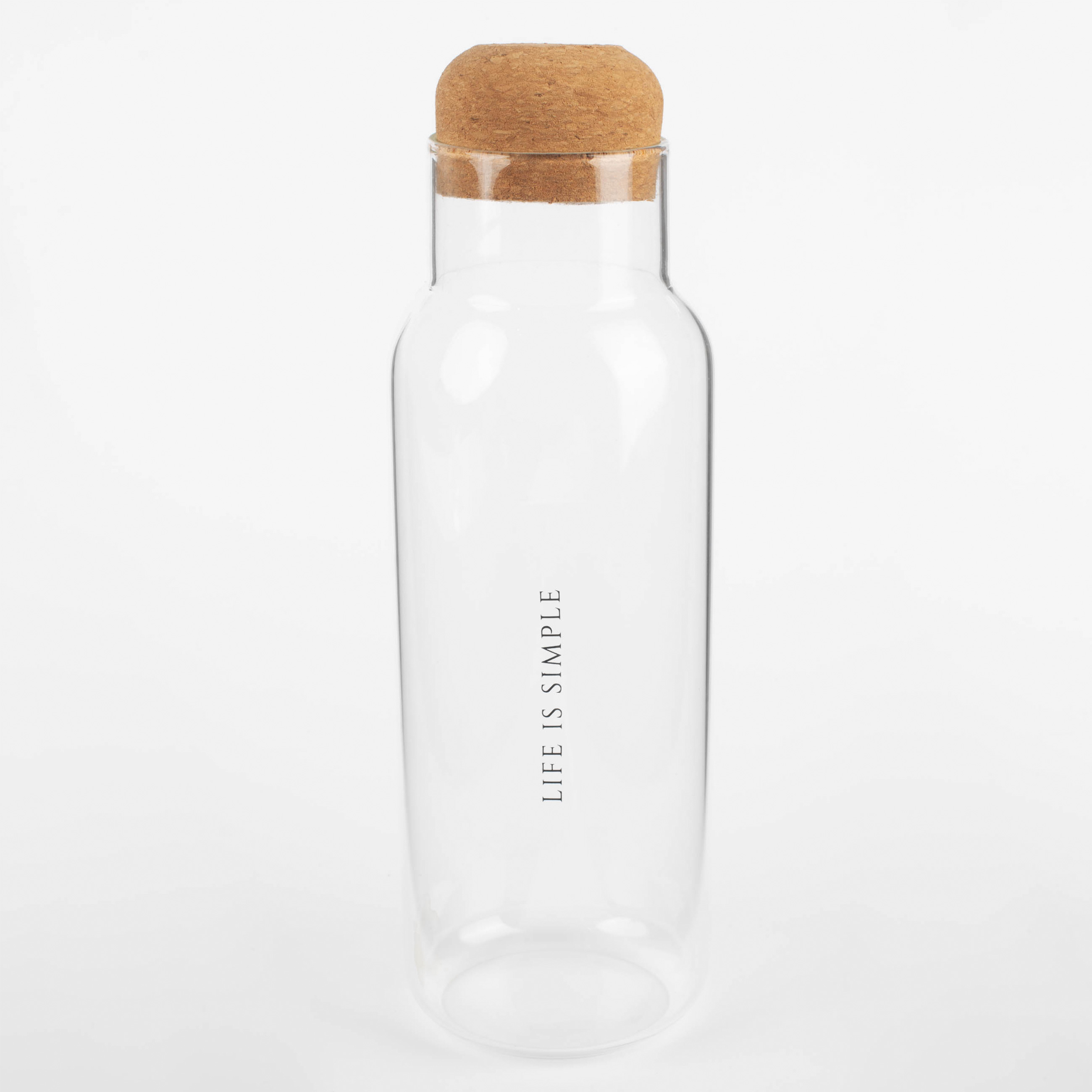 Бутылка для напитков, 1,25 л, стекло Б/пробка, Life is simple, Clear font, image-0