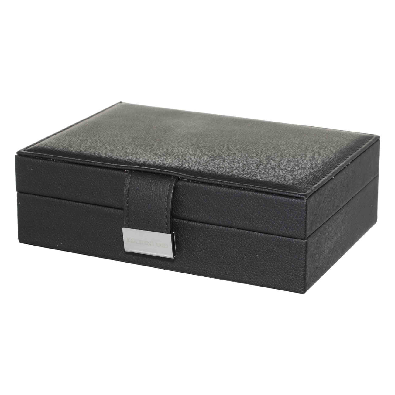 

Шкатулка для украшений, 20х15 см, с зеркалом, дерево/искусственная кожа, черная, Premiere one